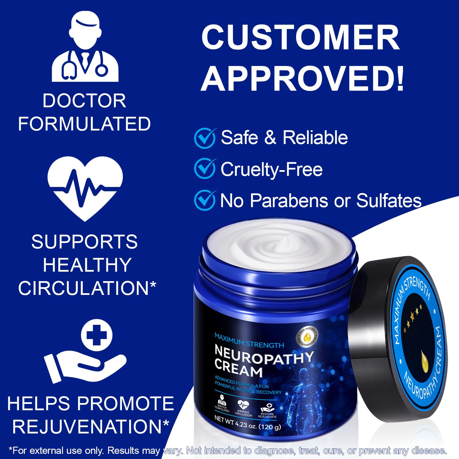 Neuropathy Cream for Feet, Legs & Hands – Lightweight, Plant-Based Formula with Cooling Comfort, 4 oz CFXYHNOX Au supplements