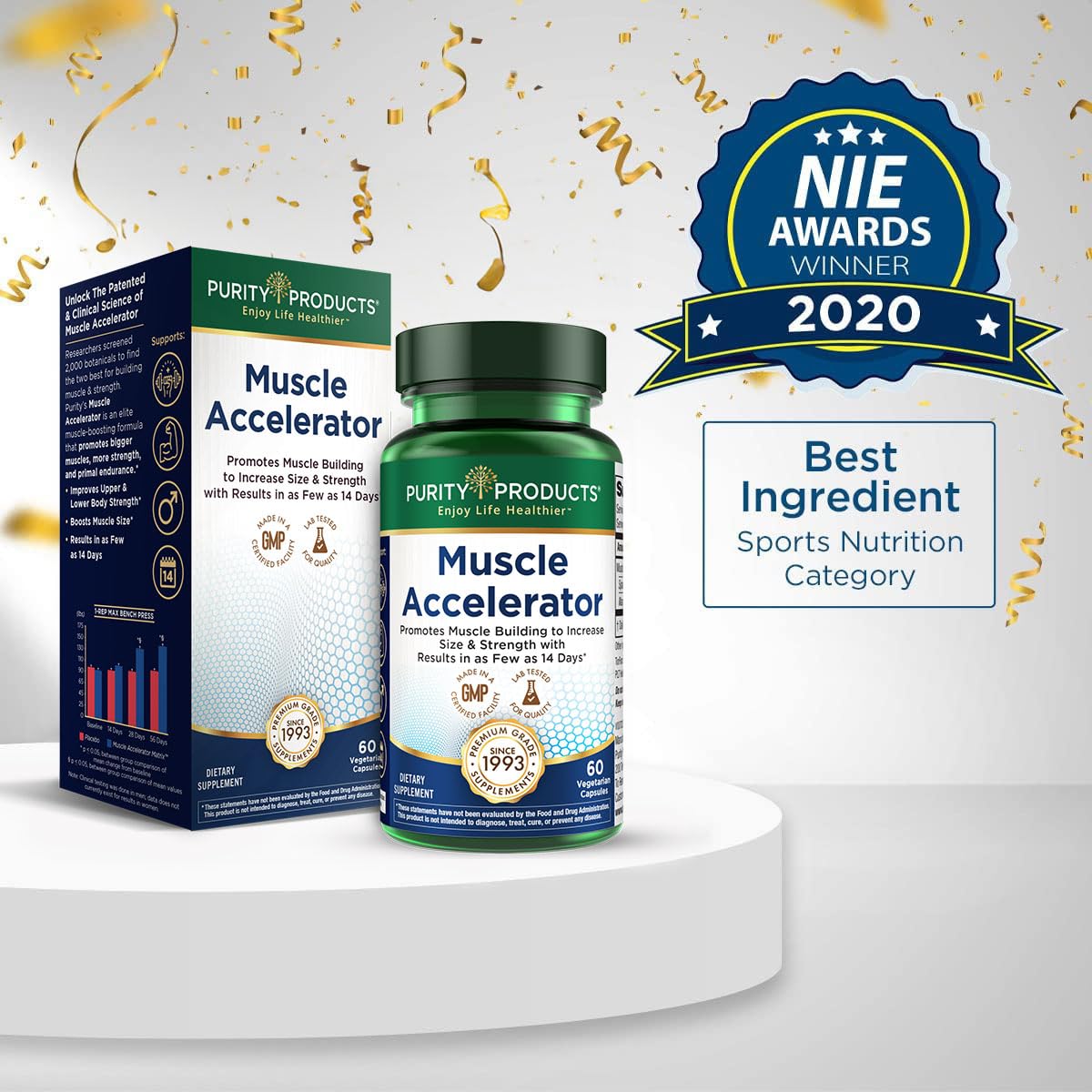 Purity Products Muscle Accelerator 650 mg Patented & Clinically Tested Muscle Accelerator Blend of Ayurvedic Herbal Extracts Promotes Strength, Endurance + Muscle Growth - 60 Veg Caps Purity Products Au supplements