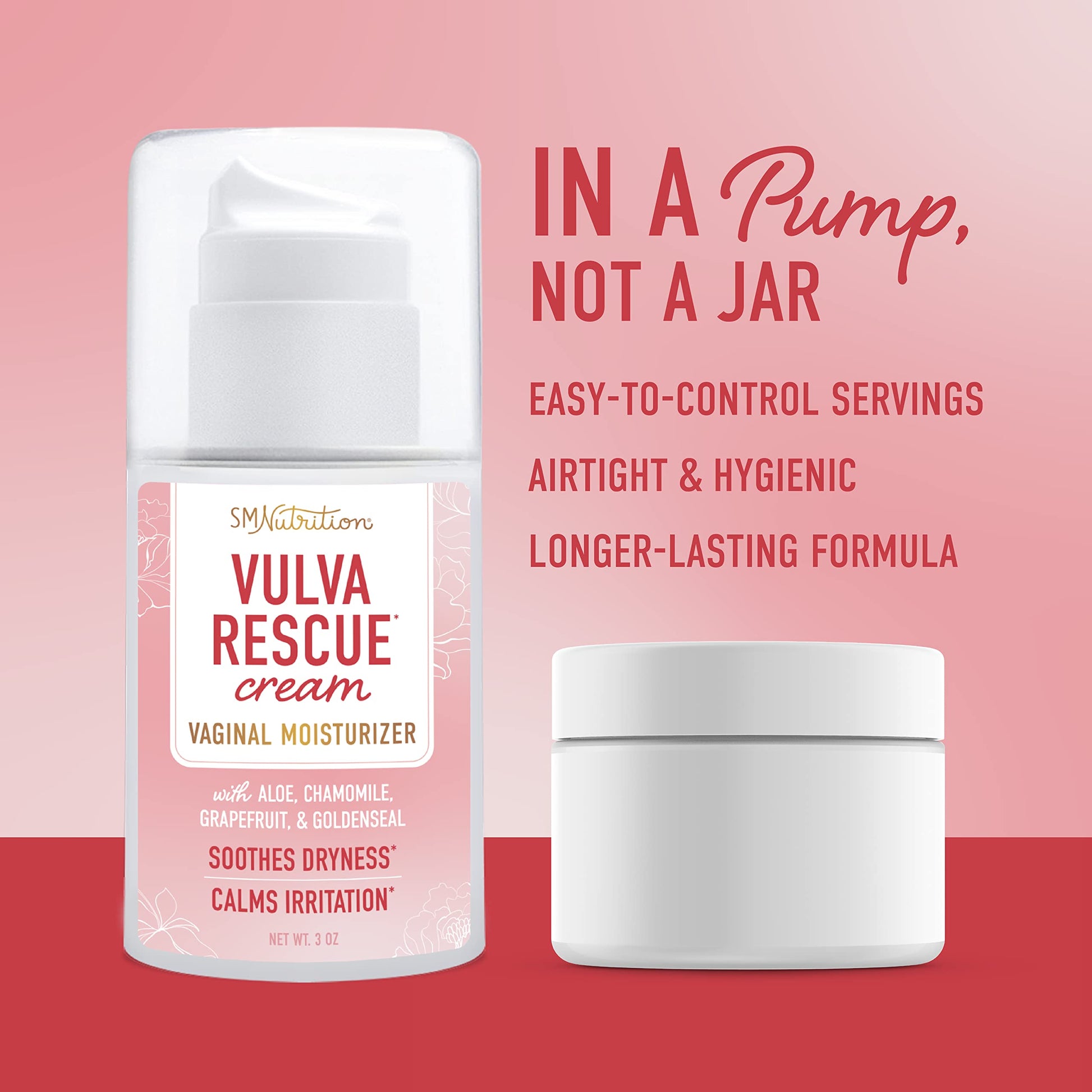 Vulva Rescue Moisturizer Cream | 3oz. PUMP | Soothes Vaginal Itch & Dryness | No Estrogen or Fragrance SMNutrition Au supplements