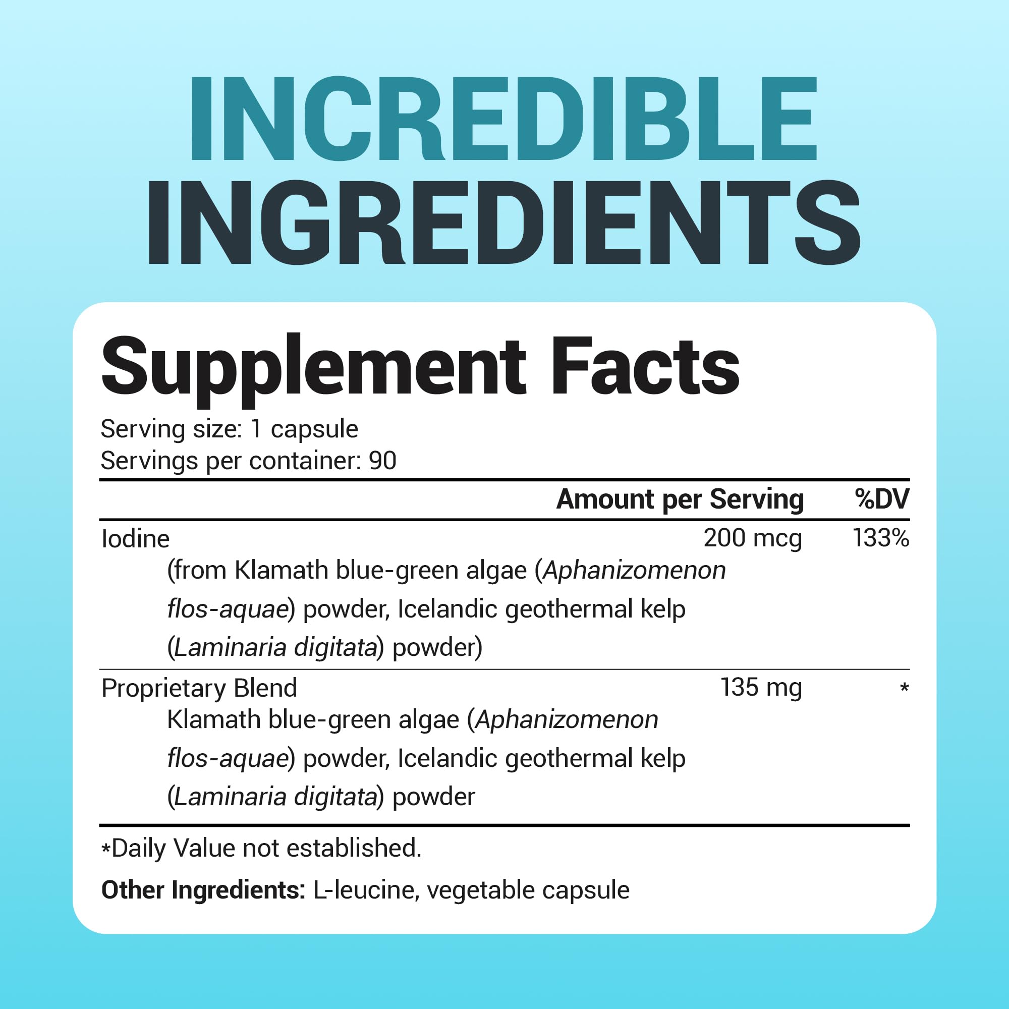 Dr. Berg Sea Kelp Enhanced Iodine - 200 mcg of Premium Iodine - Seaweed Blend Includes Klamath Blue-Green Algae & Sea Kelp - 90 Capsules Dr. Berg Nutritionals Au supplements