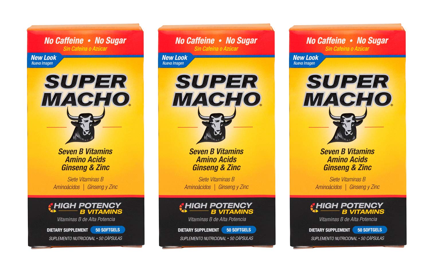 Super Macho Dietary Supplement with High Potency Zinc & 7 B Vitamins, No Preservatives, Sugar or Caffeine, Made in USA, 50 Softgels (3 Pack) Super Macho Au supplements