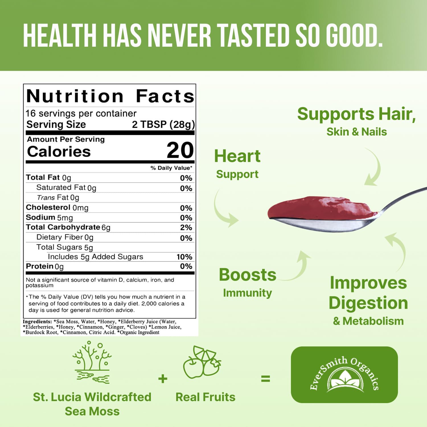 EverSmith Organics - Wildcrafted Irish Sea Moss Gel | Made in USA | Rich in Vitamins EverSmith Organics Au supplements