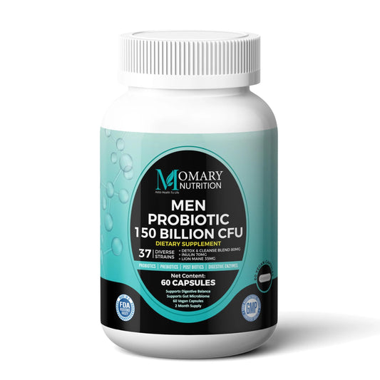 8-in-1 Bio Cultures Complex for Men – 150 Billion CFU Probiotics with 37 Diverse Strains, Organic Prebiotics, Postbiotics & Digestive Enzymes – Supports Digestive Balance & Gut Microbiome MOMARY NUTRITIONAU supplements