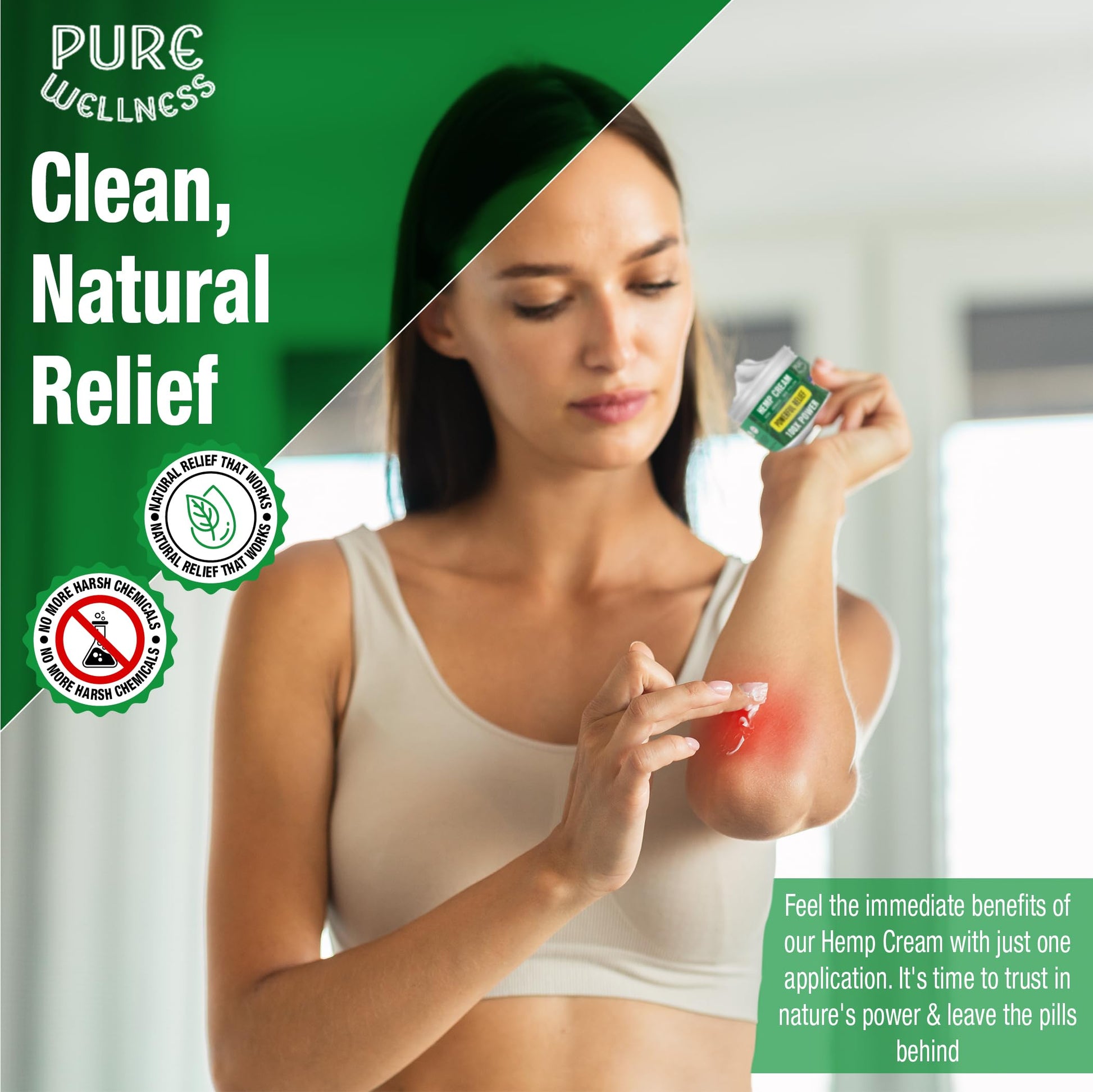 Pure Wellness Hemp Cream Maximum Strength 100,000mg with MSM, Arnica & Bee Pollen - 4 Oz, Supports Relief & Soothing from Joint, Muscle, Shoulder, Back, Knee and Nerve Discomfort - 1 Pack Pure Wellness Au supplements