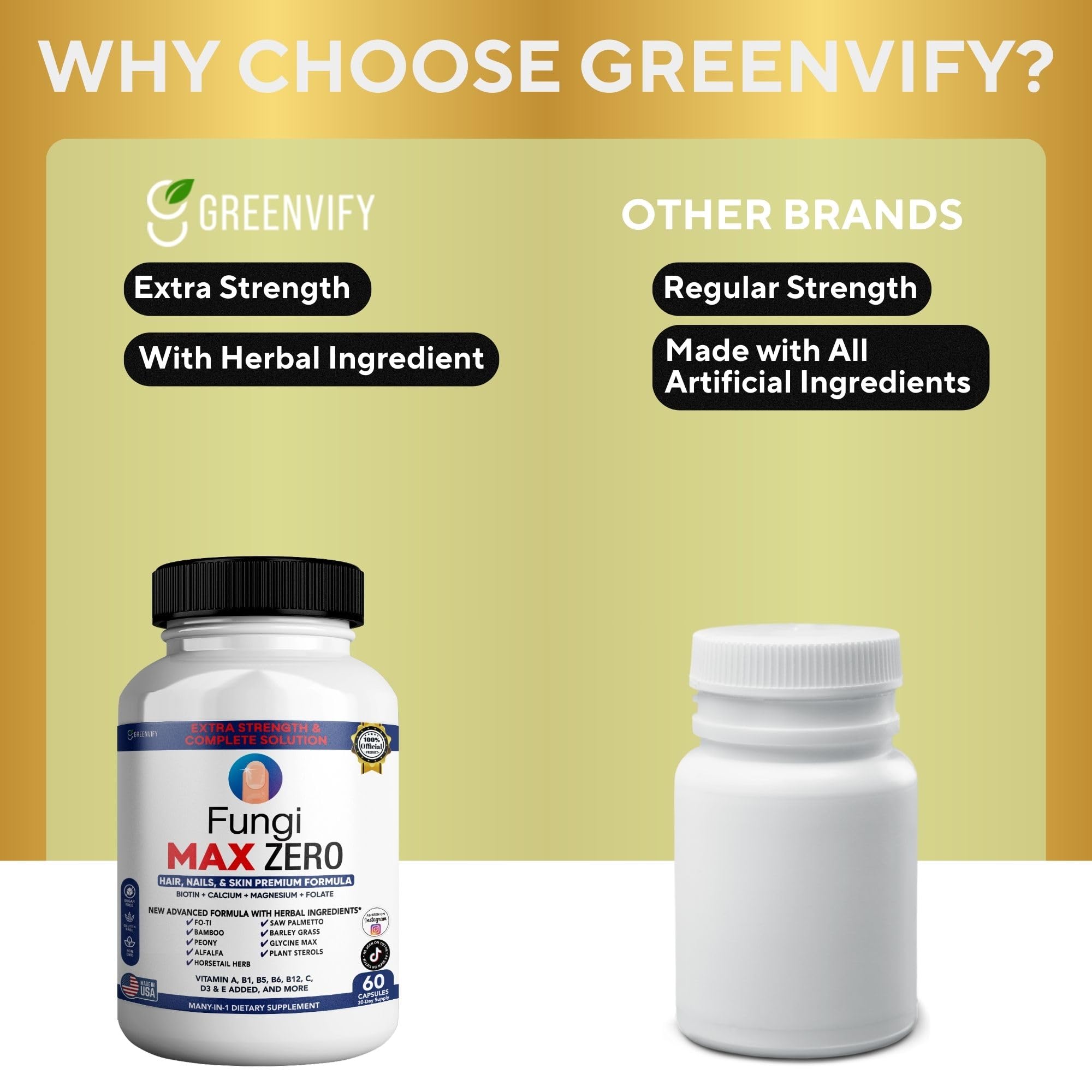 GREENVIFY Fungi Max Zero Hair, Nails & Skin Supplement. (1) GREENVIFY Au supplements