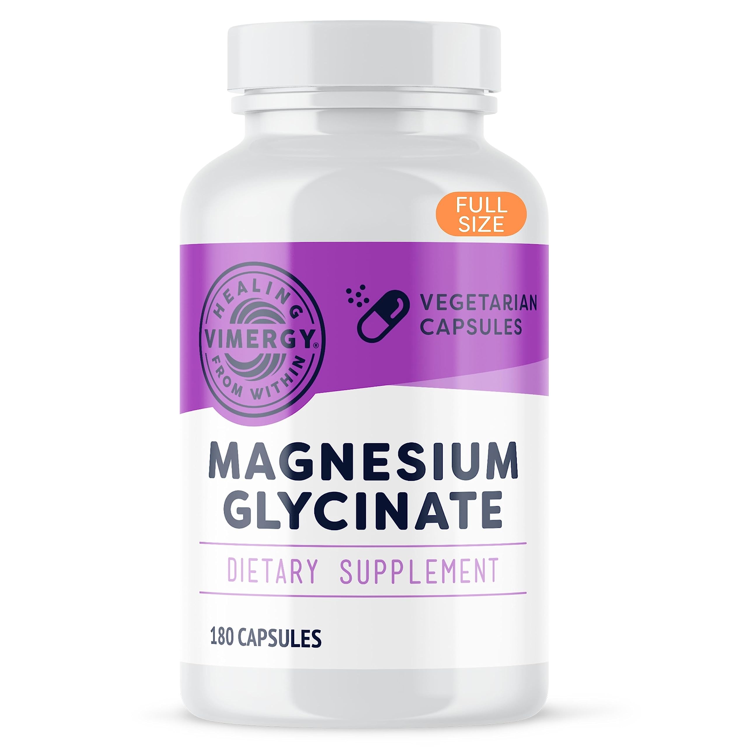 VIMERGY Magnesium Glycinate – Stress Support – Chelated to Avoid Tummy Upset*– Promotes Heart Health & Energy*– Kosher, Vegan Gluten-Free – 180 Caps Vimergy Au supplements