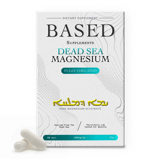 Based Dead Sea Magnesium | Pure Magnesium Glycinate | Support Stress Relief, Sleep, Heart Health, Nerves, Muscles, and Metabolism | 60 Capsules Based SupplementsAU supplements