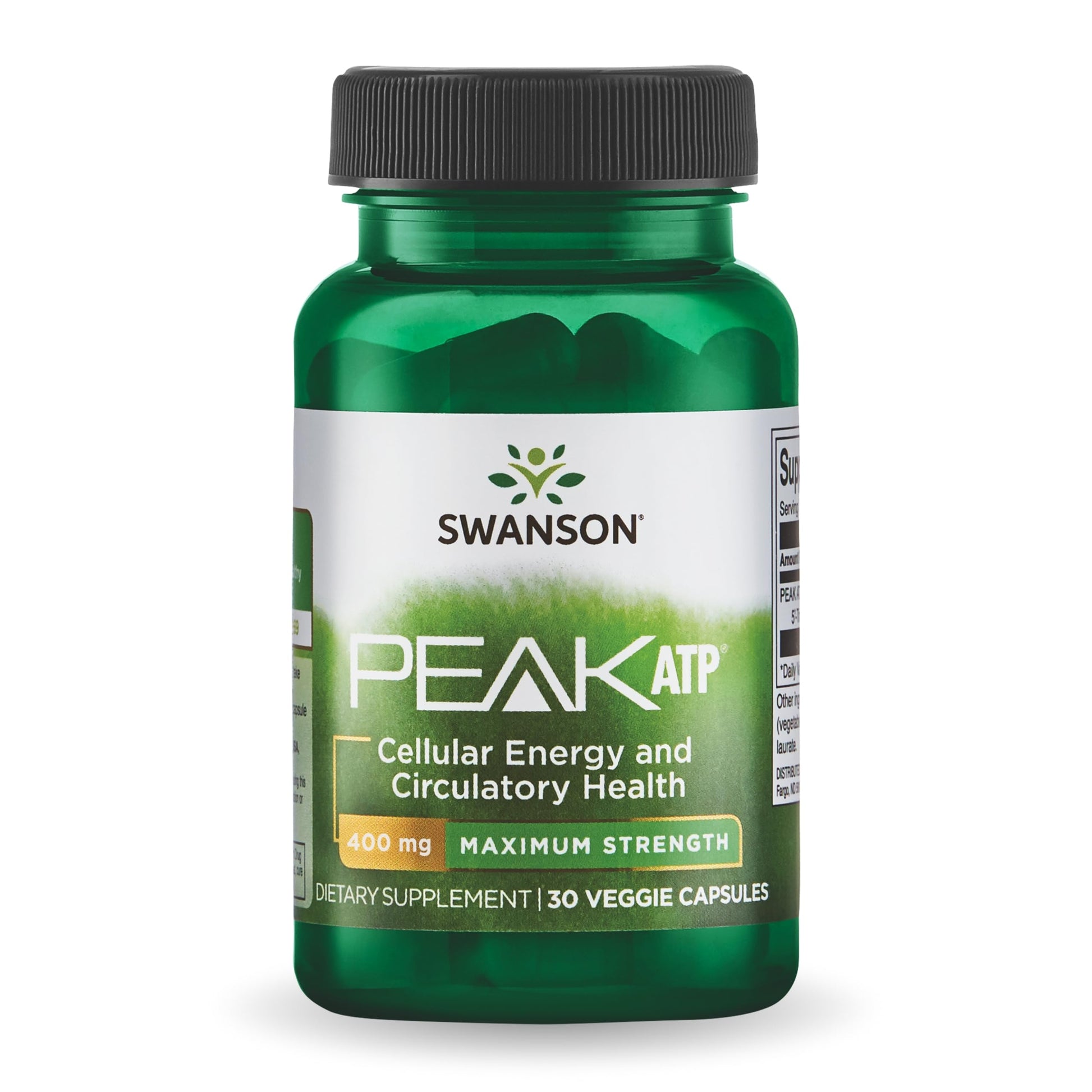 Swanson Maximum Strength Peak ATP-Natural Supplement Promoting Cellular Energy Support-Supports Physical Performance and Promotes Healthy Blood Flow Support-(30 Veggie Capsules, 400mg Each) 1 Pack Swanson Au supplements