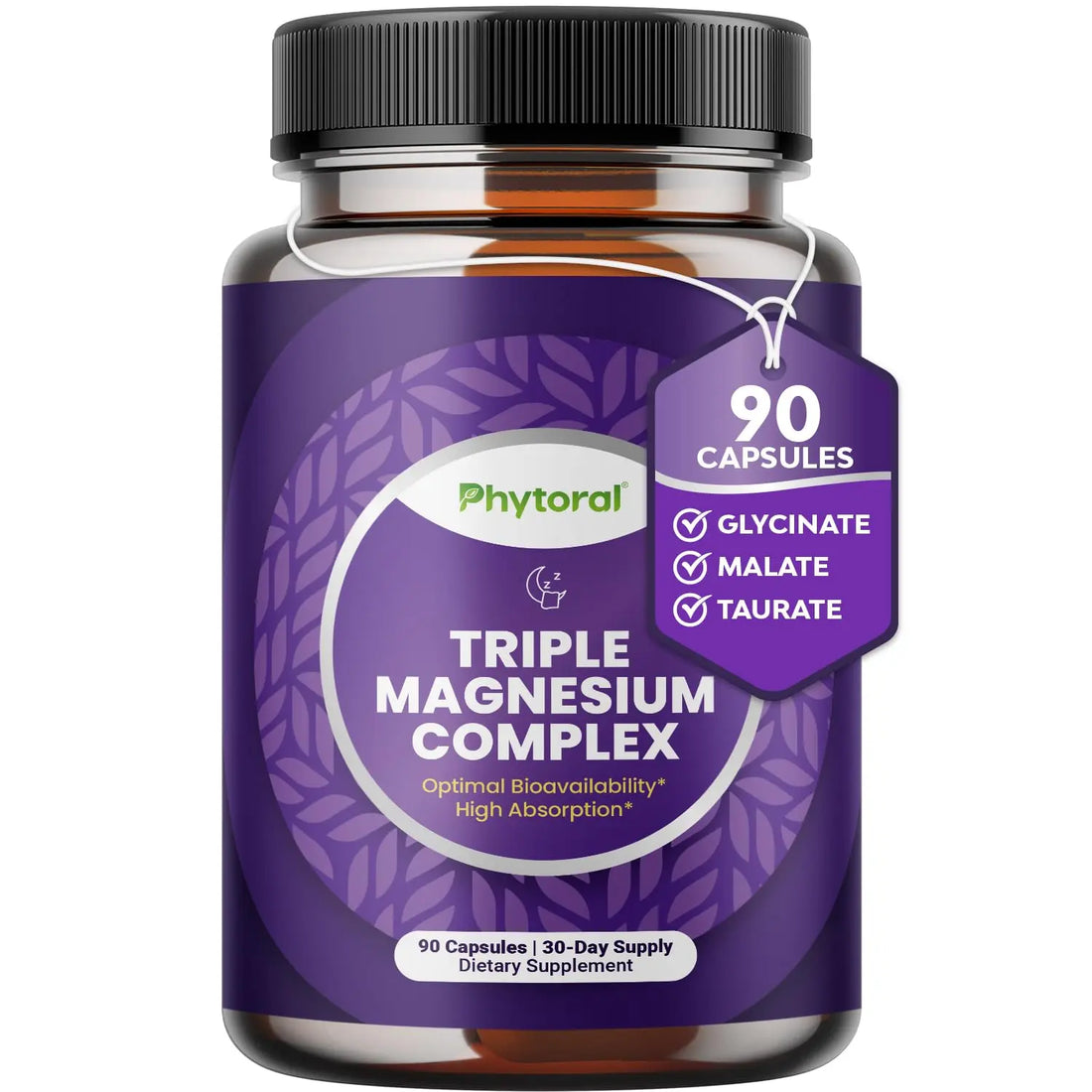 Highly Potent Magnesium Complex Capsules - Triple Magnesium Blend with Taurate Glycinate and Malate - 400mg Supplement Supports Relaxation & Overall Wellness Non-GMO Vegan - 90 Count Phytoral uk supplements