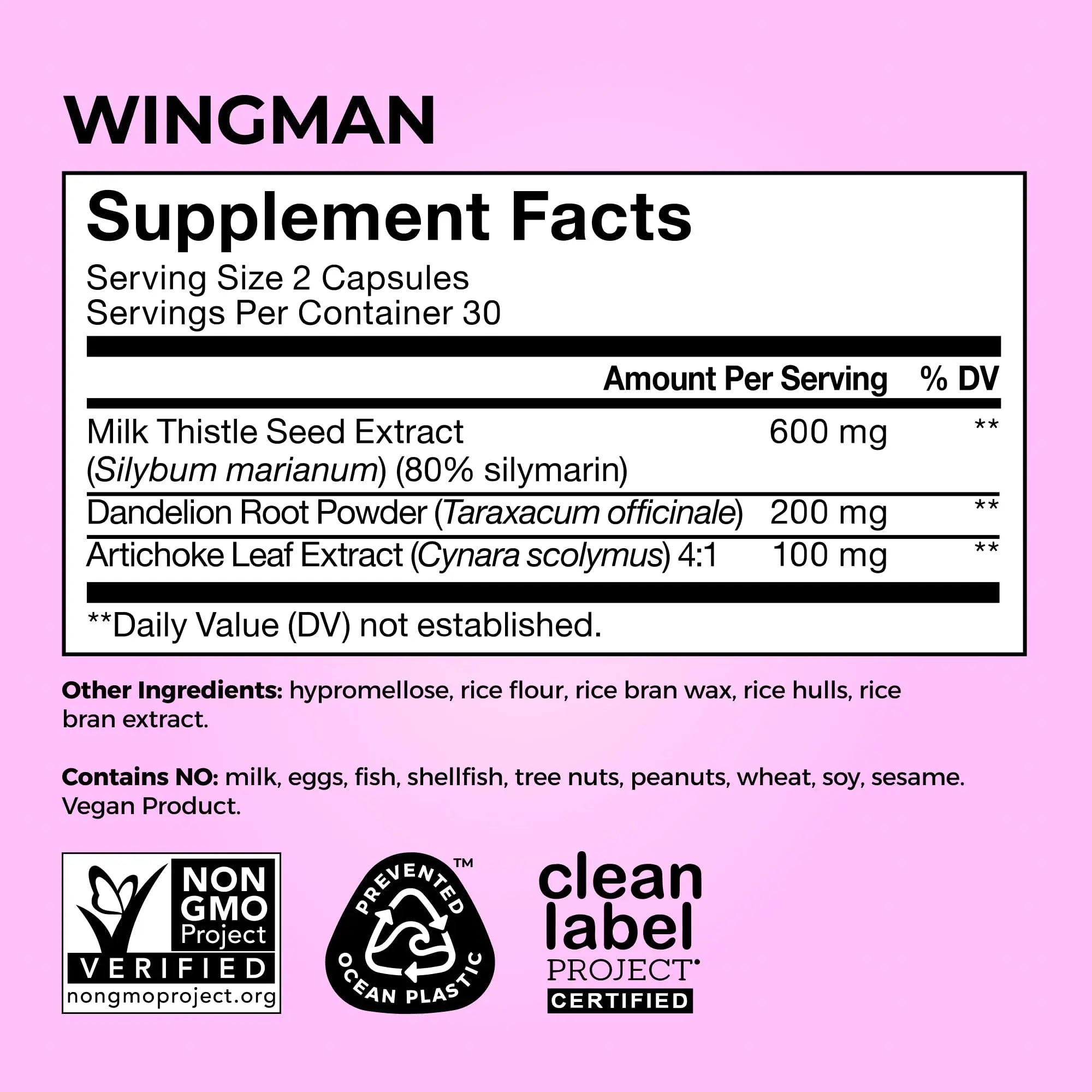 HUM Wing Man Liver Support Supplement with Milk Thistle, Dandelion Root Powder & Artichoke Leaf Extract For Liver Health & Function Support, Milk Thistle Supplement Helps Flush Out Toxins, 60 Capsules HUM Au supplements