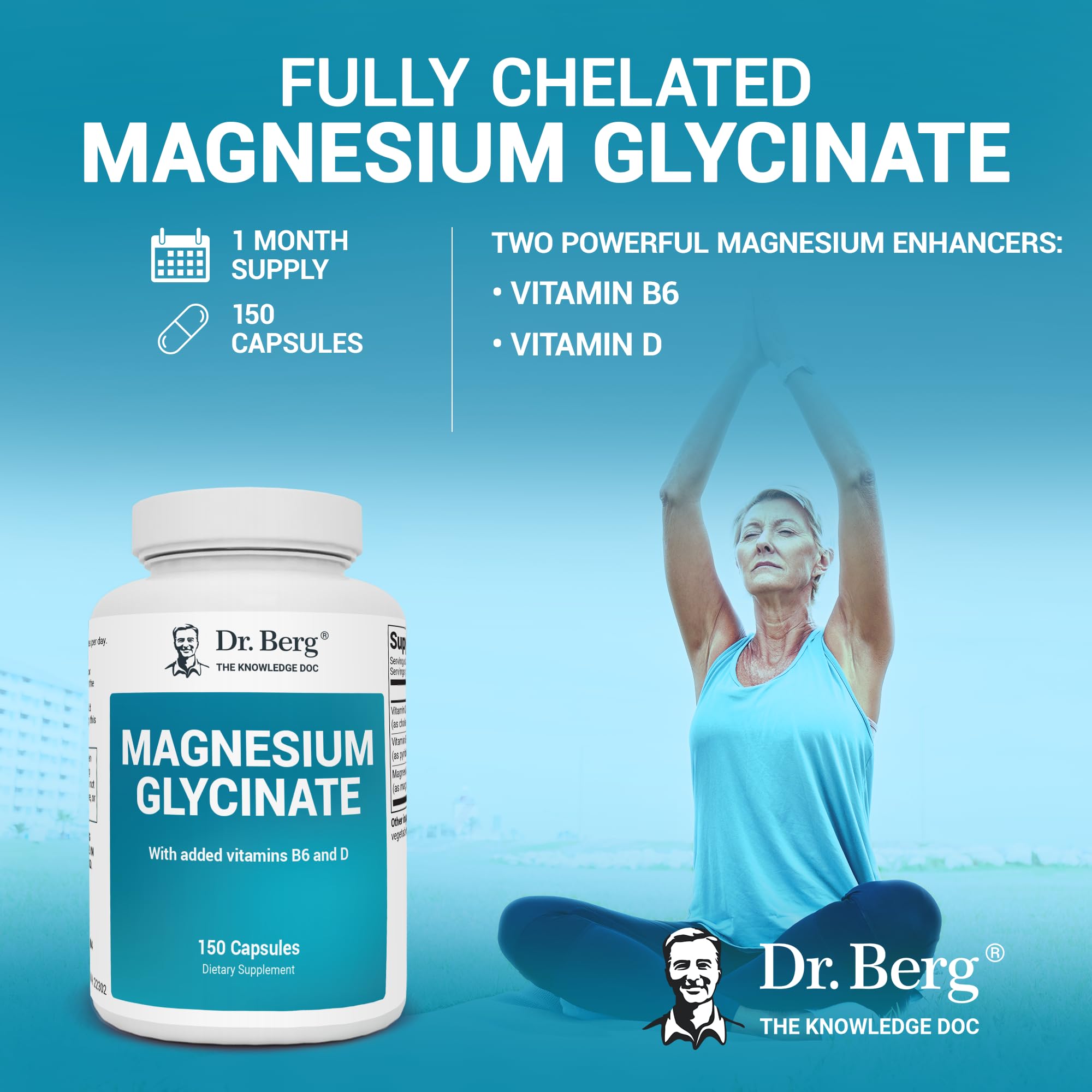 Dr. Berg's Magnesium Glycinate 400mg - Fully Chelated Veg Capsules for Stress Dr. Berg Nutritionals Au supplements