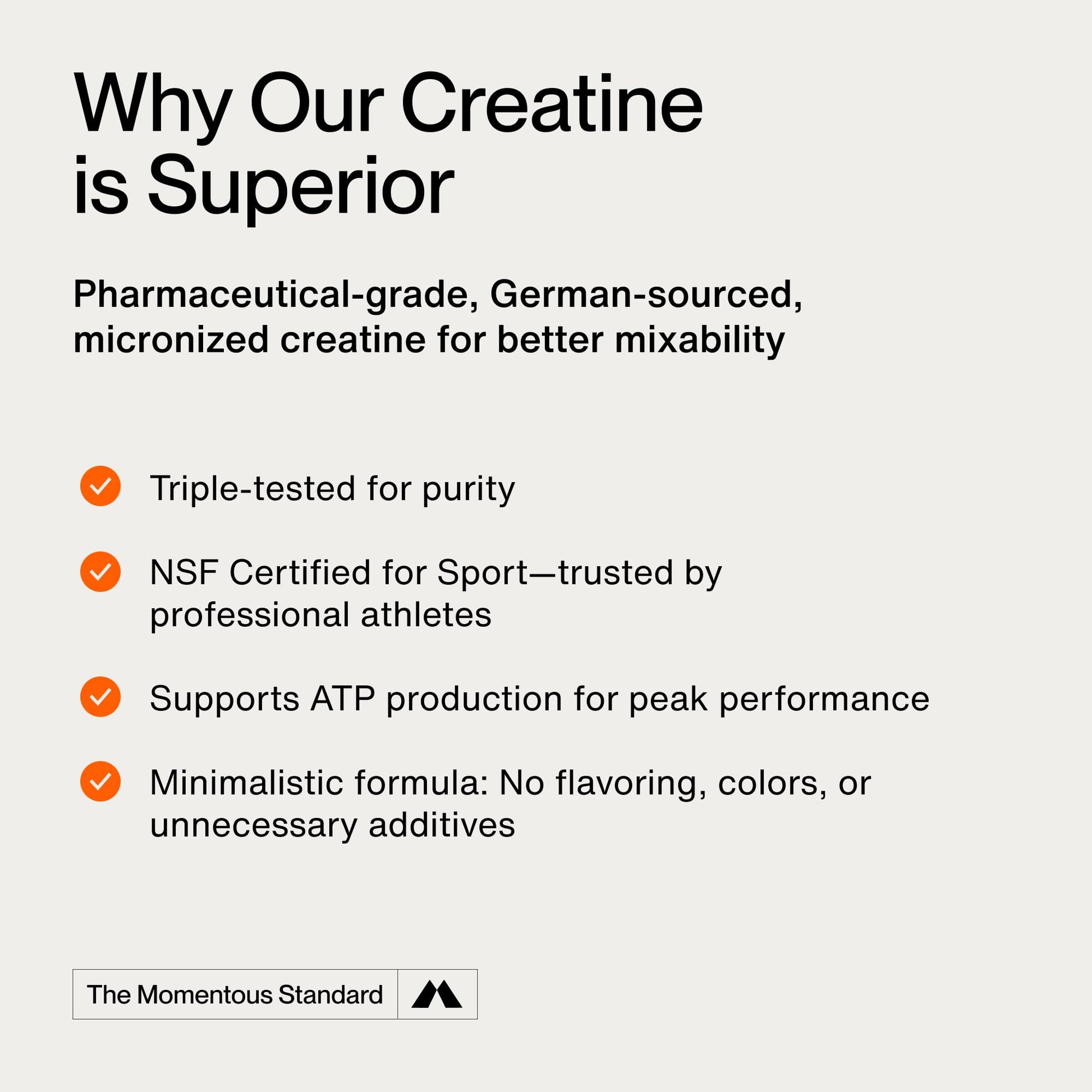 Momentous Creatine Monohydrate Powder - Creatine Powder - Supports Strength, Lean Muscle, & Recovery for Men & Women - NSF Certified for Sport - 5 g per Serving - 90 Servings Momentous Au supplements