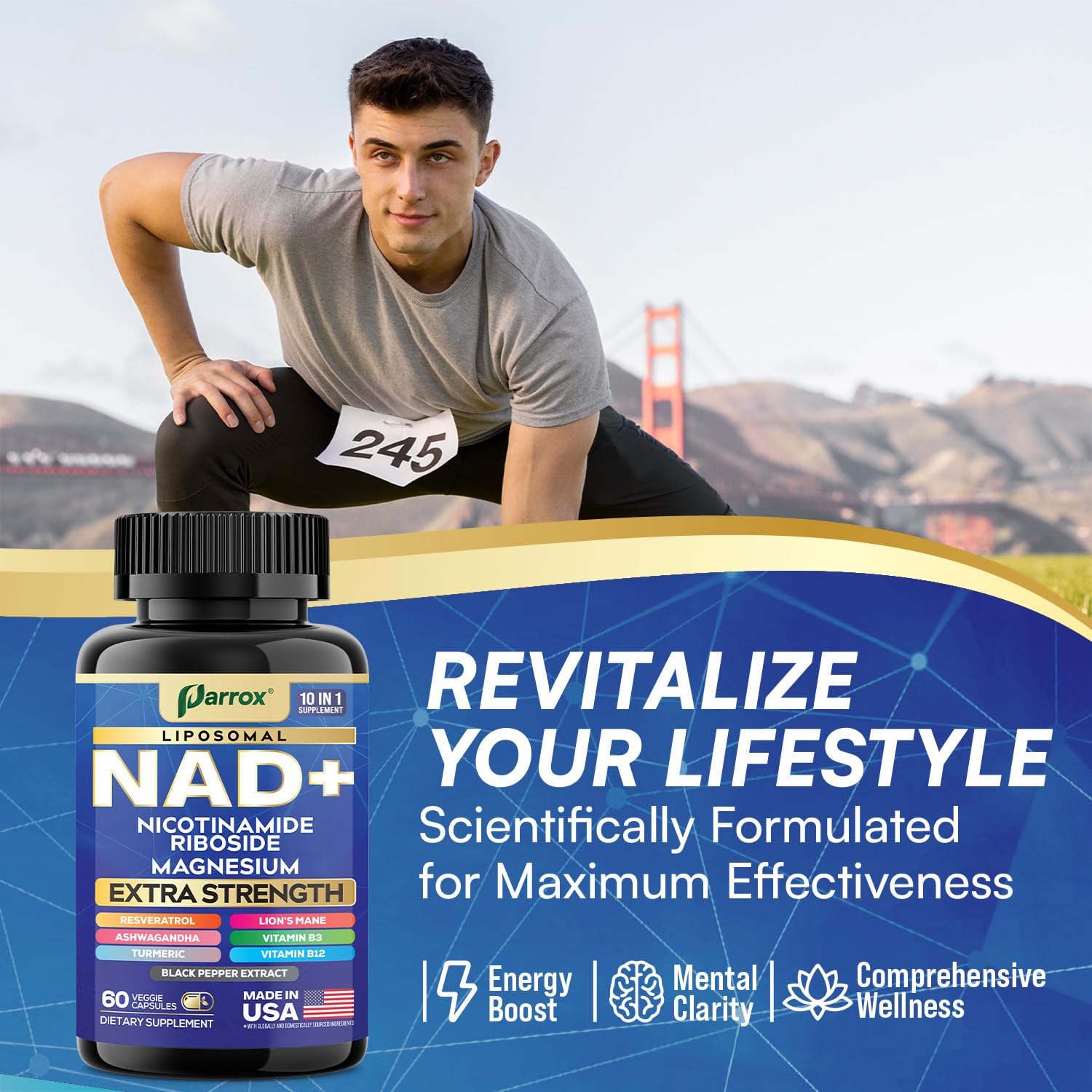 Parrox NAD+ Supplement with Liposomal NAD+, Nicotinamide Riboside, Magnesium, Vitamin B3 & B12, Resveratrol, Turmeric, Ashwagandha, Lion’s Mane,10-in-1 Extra Strength (2 Pack) Parrox Au supplements