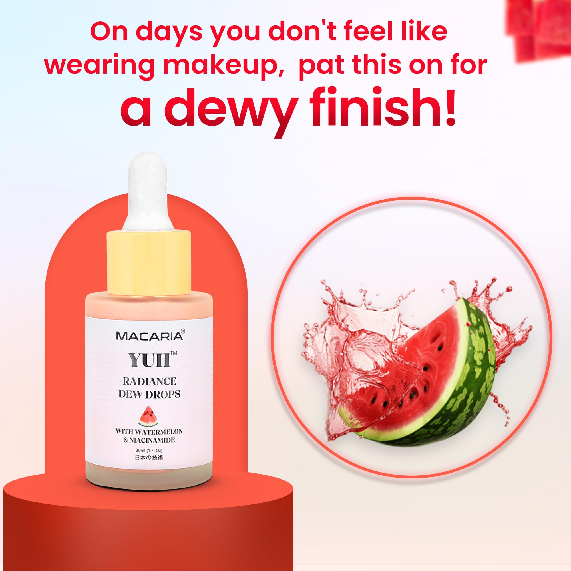 Yuii Niacinamide Serum Dew Drops - Face Moisturizer with Watermelon Fruit Extract - Glow Drops for Skincare and Makeup - Hydrating Formula for Radiant Skin - Pink Finish for Women & Girls MACARIA Au supplements