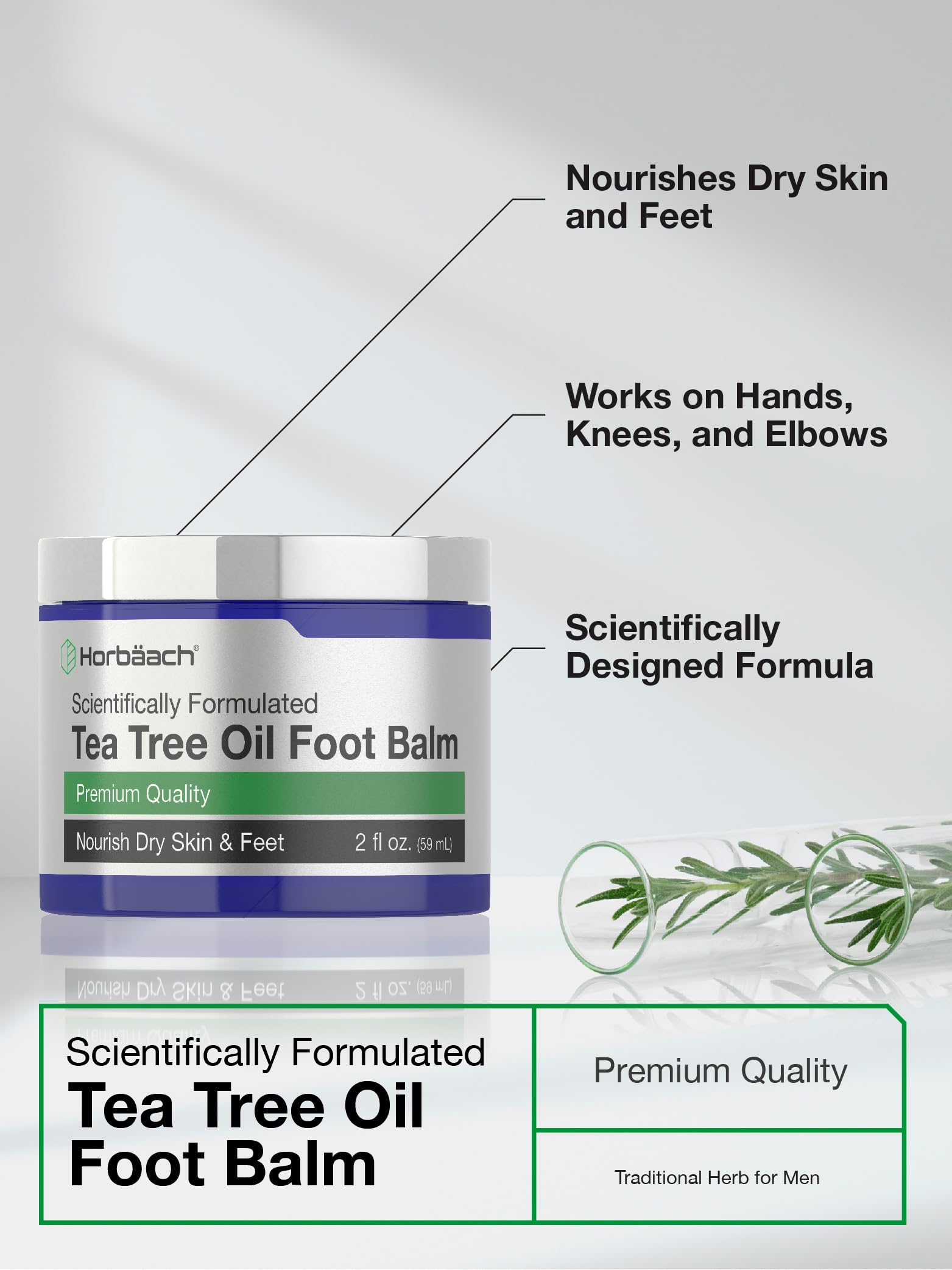 Tea Tree Oil Foot Balm | 2 oz | Moisturizes and Nourishes Dry Skin & Feet | Scientifically Horbäach Au supplements