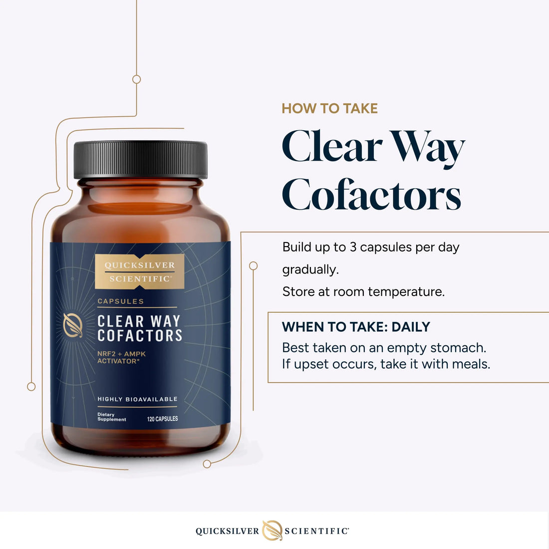 Quicksilver Scientific Clear Way Cofactors - Body Detox Cleanse Support with Vitamin B1, Dandelion Extract, Quercetin & Nattokinase Enzyme - Antioxidant Cleanse to Support Gut Health (120 Capsules) Quicksilver Scientific Au supplements