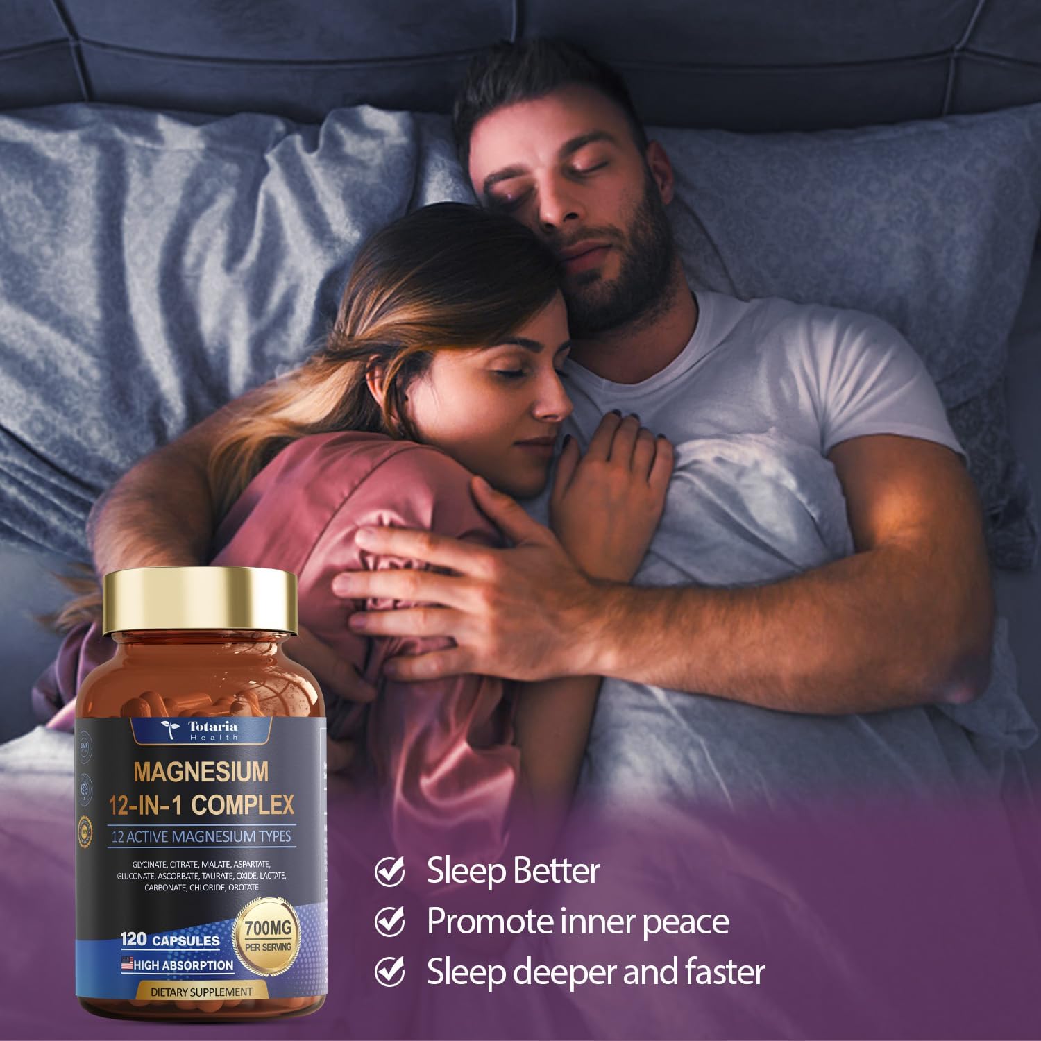 Totaria Magnesium Complex 700mg 12 in 1 Magnesium Supplement with Glycinate Citrate Malate Oxide Taurate Aspartate Orotate Magnesium Relaxation,Muscle,Heart Support, Vegan 120 Capsules Totaria Au supplements