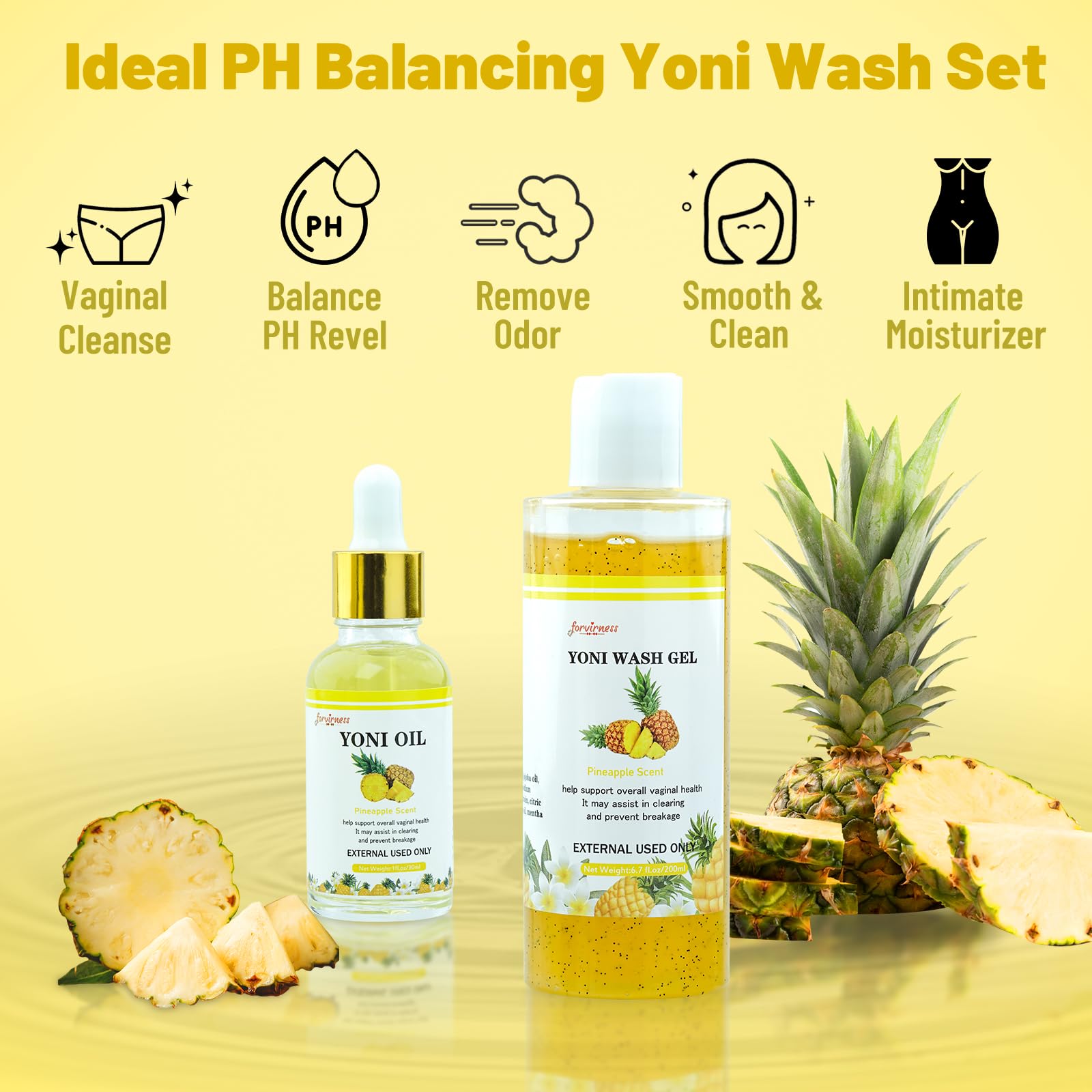 forvirness Natural Yoni Wash Yoni Oil Set, Cleanse - Remove Odor - ph Balance Feminine Wash forvirness Au supplements