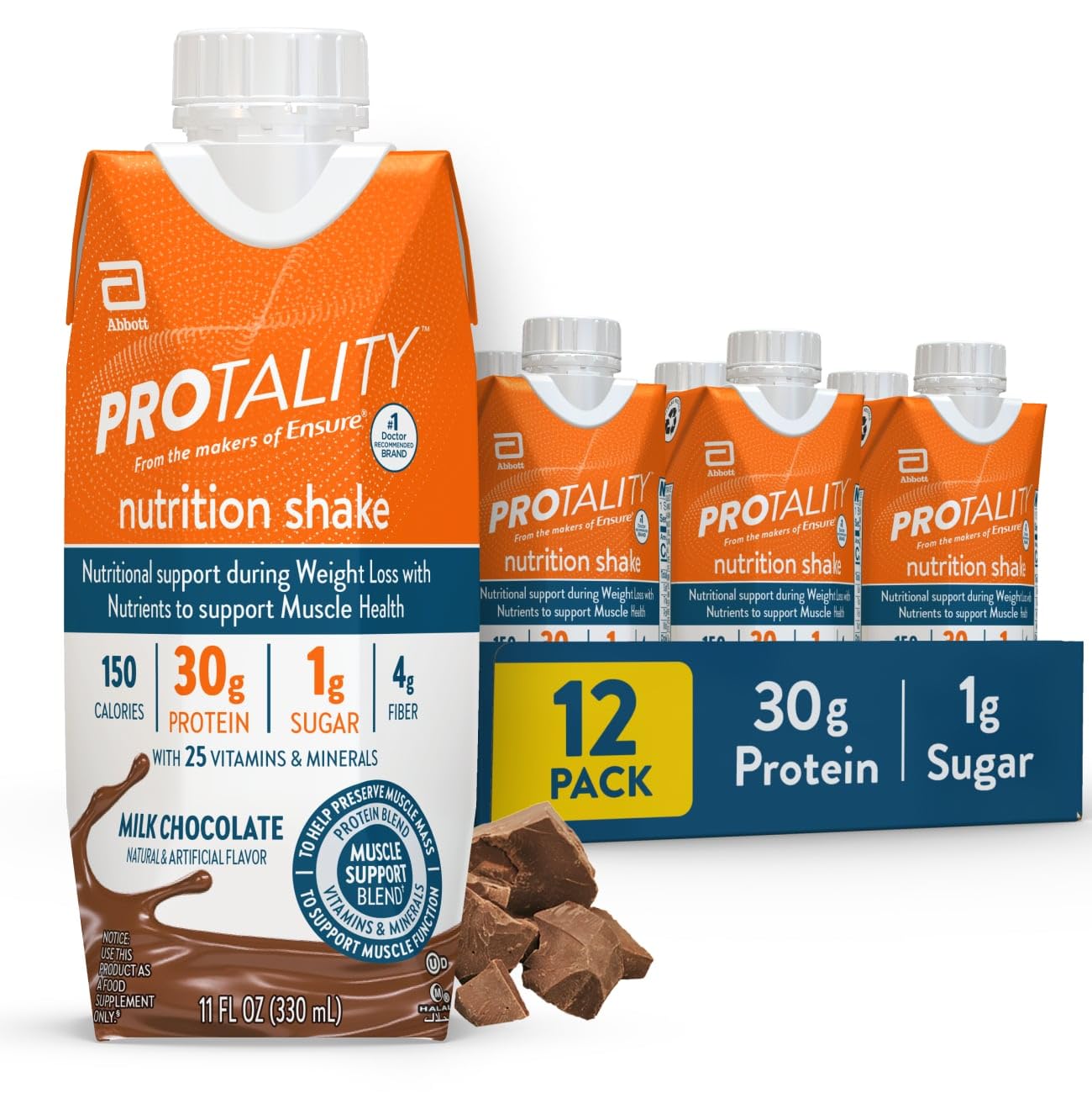 PROTALITY Milk Chocolate Nutrition Shake | 30g Protein, 1g Sugar | Nutrition Support During Protality Au supplements