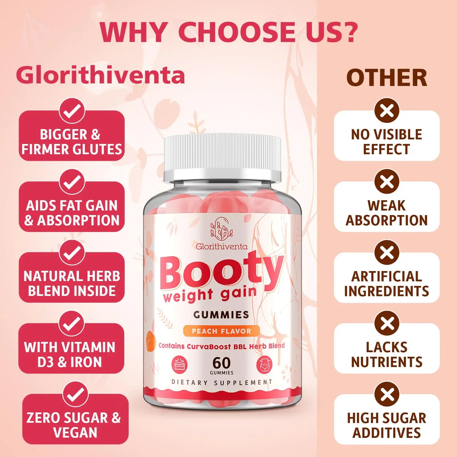 Glorithiventa Cholesterol & Booty Gummies Supplement Bundle - Plant Sterols & Stanols + CurvaBoost BBL Herb Blend & Creatine Monohydrate - Cholesterol Normal Level, Booty, Curves & Energy Glorithiventa Au supplements