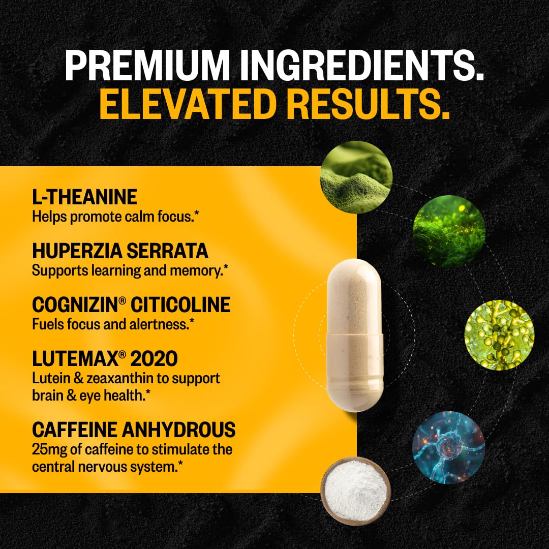 ONNIT Alpha Brain Black Label Capsules, IGEN Non-GMO Tested Citicoline Brain Supplement for Concentration and Memory, Lion’s Mane, Lutemax Lutein, L Theanine and Mucuna Pruriens, 80 Count ONNIT Au supplements