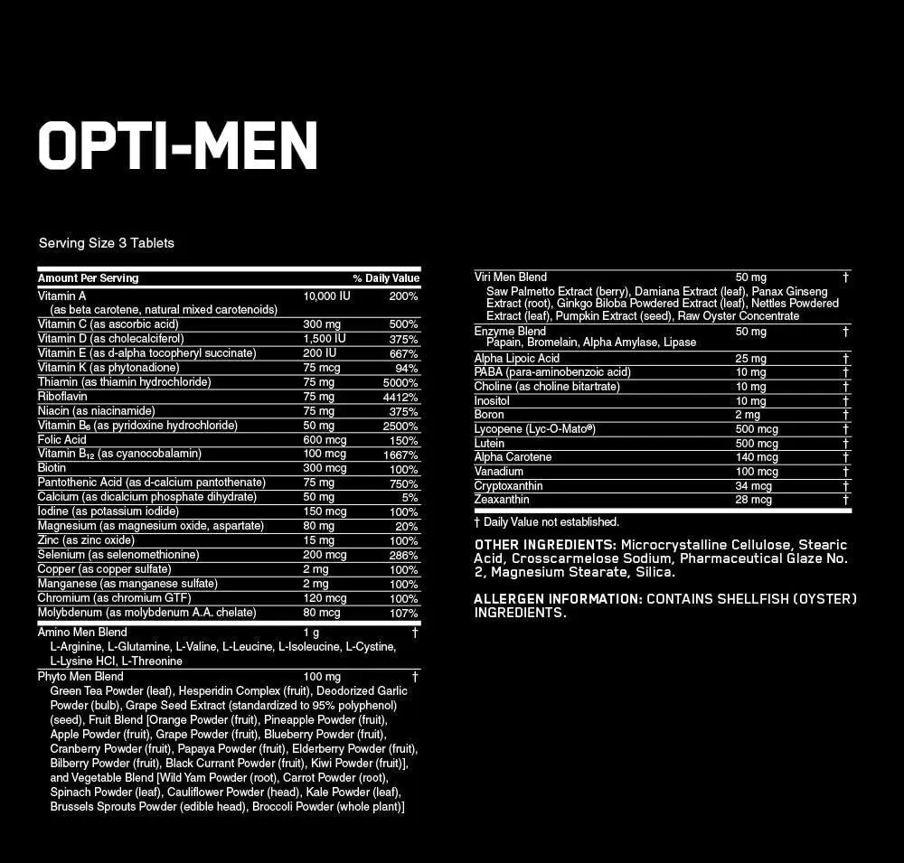 Optimum Nutrition Opti-Men Daily Multivitamin Supplement, 90 Count Optimum Nutrition Au supplements