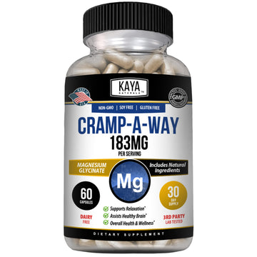 Kaya Naturals Cramp-A-Way Magnesium Glycinate 183mg (60 Count (Pack of 1) Kaya Naturals Au supplements