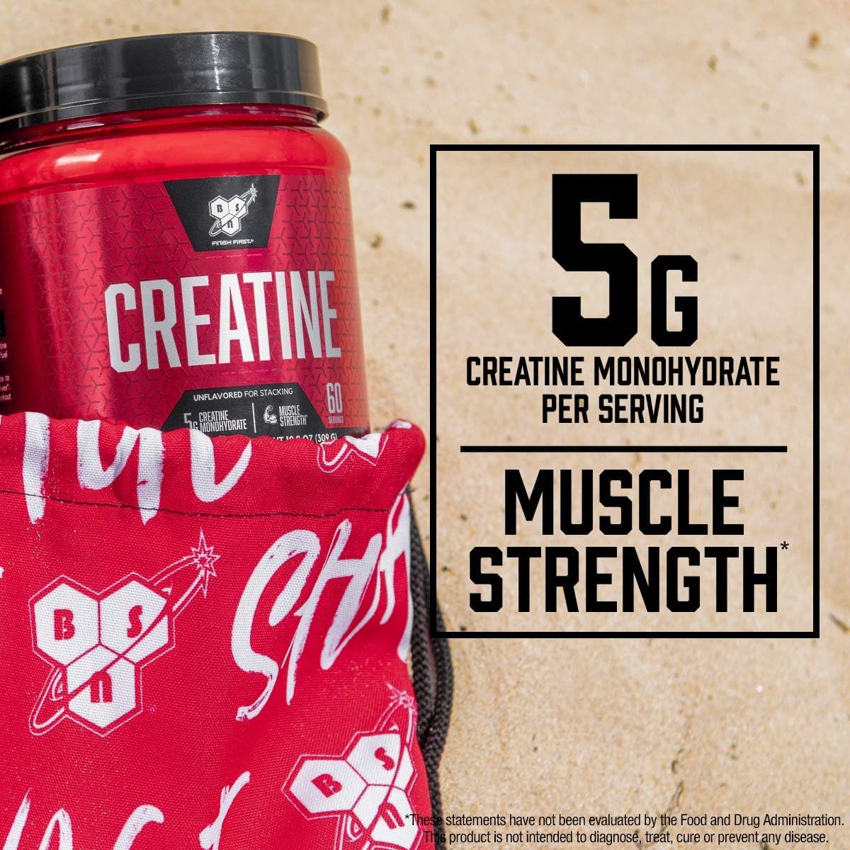 BSN Micronized Creatine Monohydrate Powder, Unflavored Creatine Powder, Micronized, Supports Muscle Building, Supports Muscle Strength, Gym Supplement, 5g per Serving, 5000mg per Servings, 60 Servings BSN Au supplements