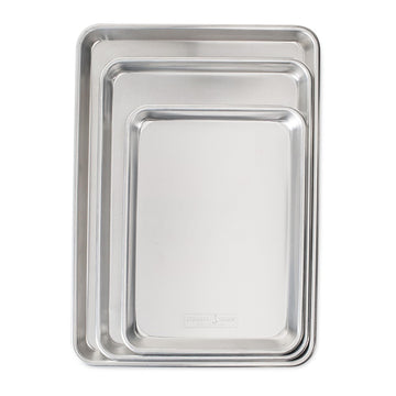 Nordic Ware Naturals 3 Piece Set - USA Made Aluminum Commercial Quality Sheet Pan for Baking or Roasting, Encapsulated Galvanized Steel Rim Prevents Warping; Half Sheet, Jelly Roll and Quarter Sheet Nordic Ware Au supplements