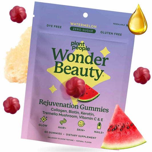 Plant People WonderBeauty Hair, Skin & Nails Rejuvenation Gummies with Tremella Mushroom, Marine Collagen Peptides Plant PeopleAU supplements
