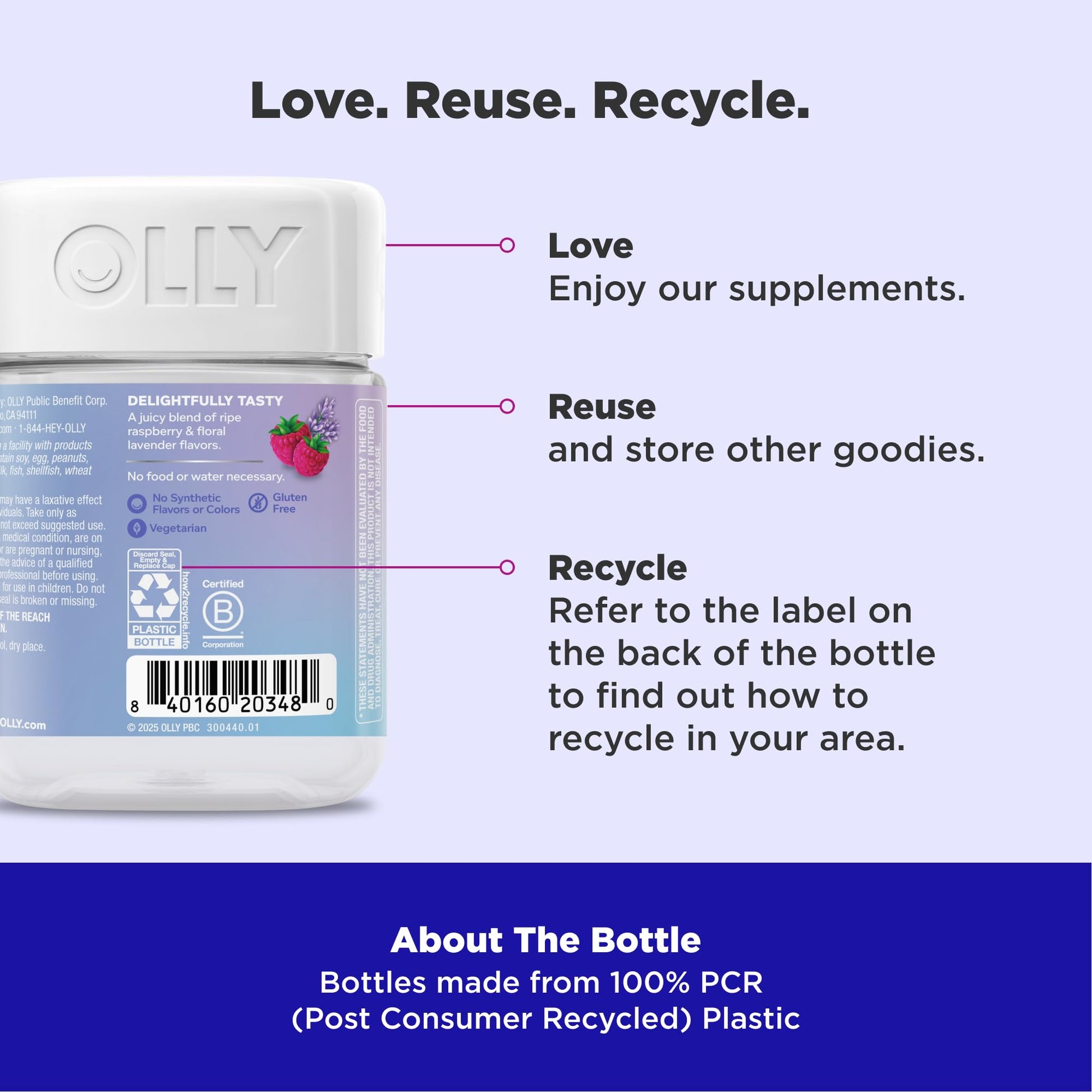 OLLY Relaxing Magnesium Gummies, Supports Muscle Relaxation*, Magnesium Citrate, Raspberry Lavender Flavor, 15 Day Supply - 60 Count OLLY Au supplements
