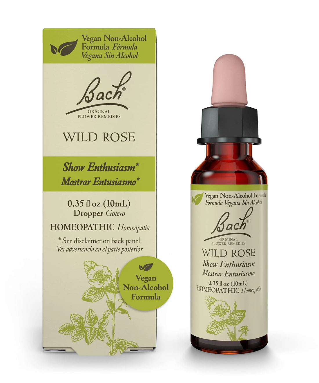 Bach Original Flower Remedies, Wild Rose for Enthusiasm (Non-Alcohol Formula), Natural Homeopathic Bach uk supplements
