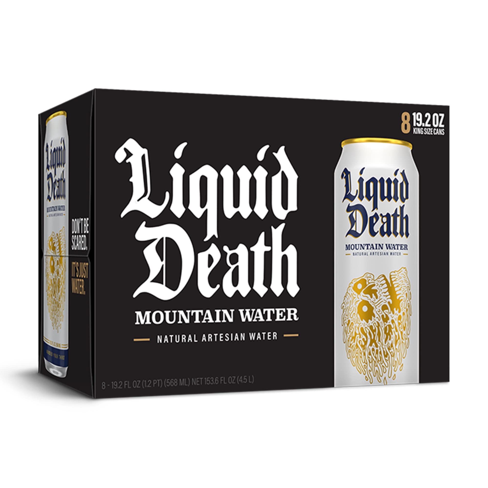 Liquid Death Still Mountain Water, 19.2 oz King Size Cans (8-Pack) Liquid Death Au supplements