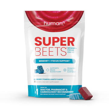 Humann Memory and Focus Chews, Brain Supplement for Mental Alertness with Beet Root Powder, Clinically Studied Nootropics, Resveratrol Plus Beet Root Powder, Blueberry Pomegranate Flavor, 30 Count Humann Au supplements