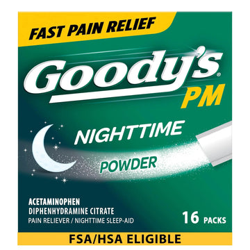 Goody's Nighttime Powder, Pain Reliever & Sleep Aid with Acetaminophen & Diphenhydramine Citrate, Caffeine Free, 16 Count Goody's Au supplements