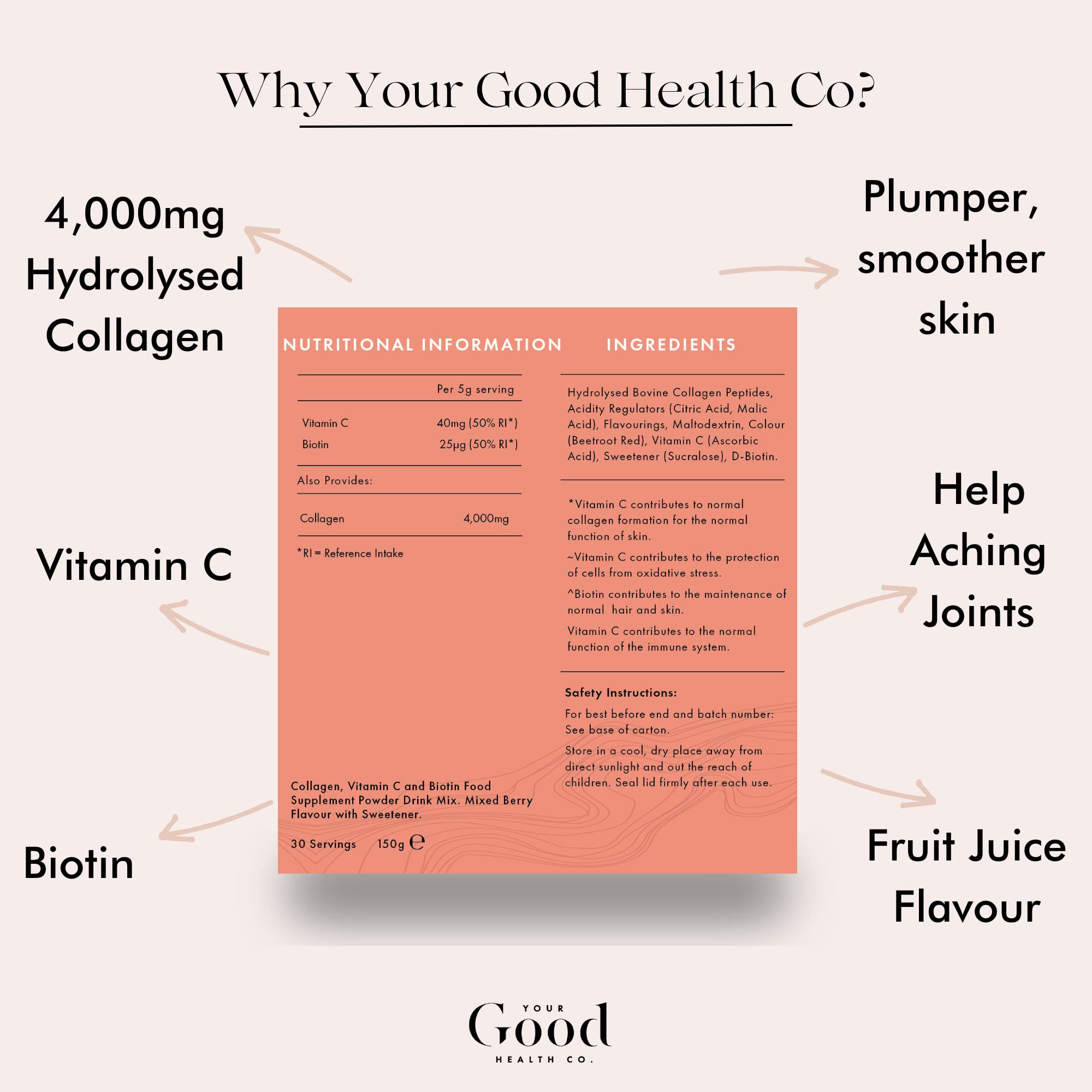 Your Good Health Co. – Your Beauty Premium Collagen Powder, Tropical | 150g Your Good Health Co. Au supplements