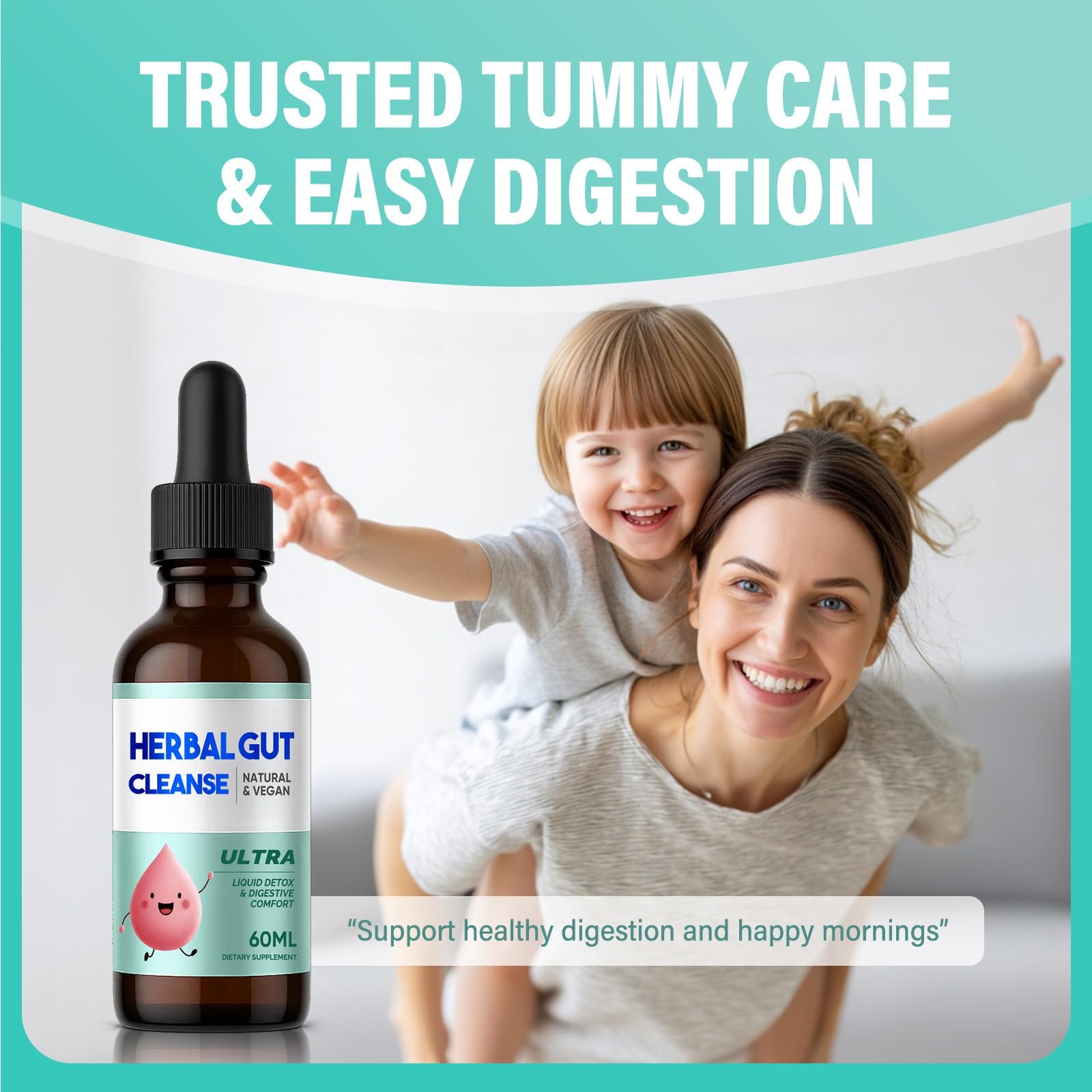 Kids Herbal Gut Cleanse Drops, Parasite Cleanse for Humans Liquid with Wormwood, Black Walnut & Probiotics, Supports Digestive & Overall Gut Health for Children (2 oz) HerbX Au supplements