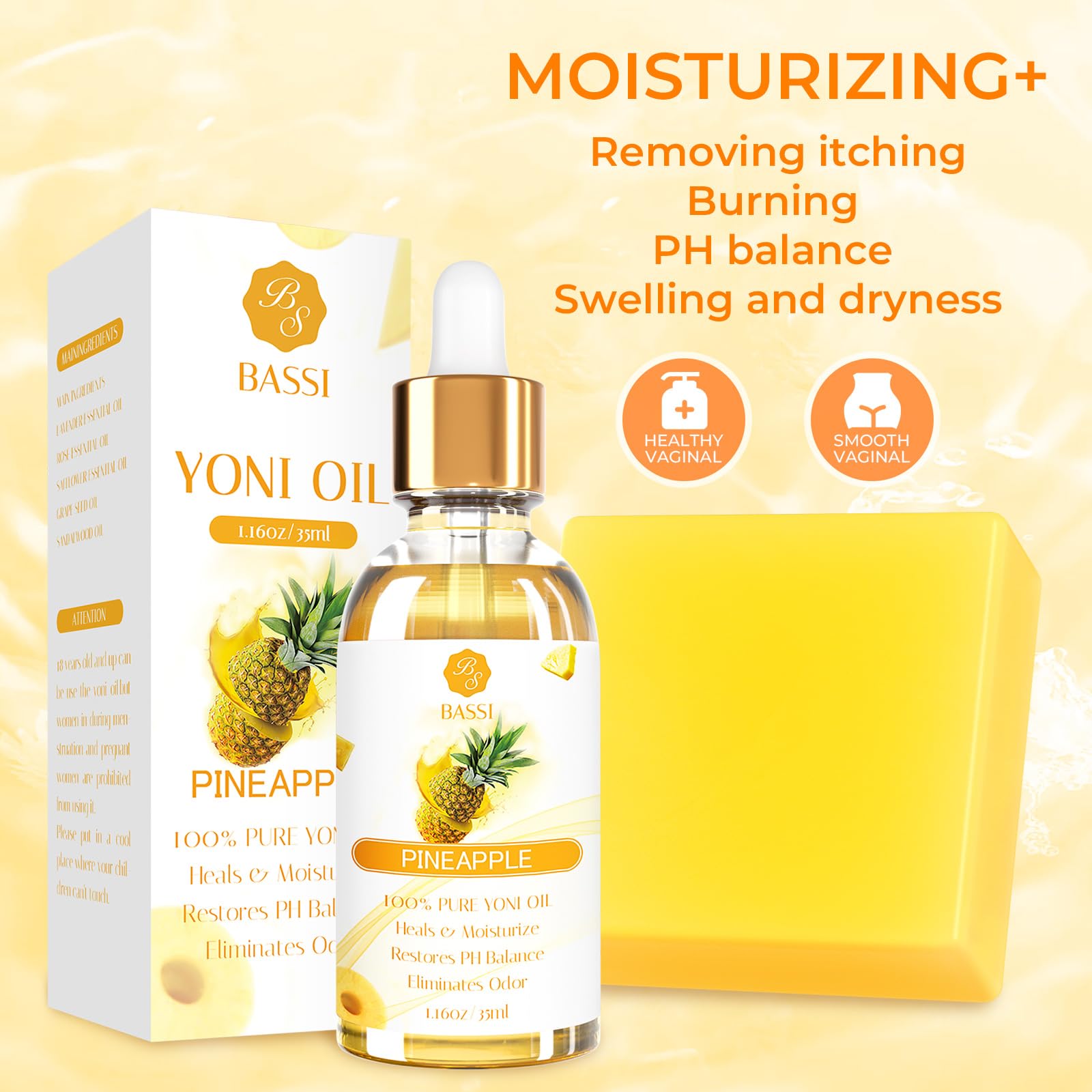 Feminine Wash & Yoni Oil & Yoni Soap Set for Women, Yoni Wash for Vaginal Ph Balance Remove Odor BASSI Au supplements