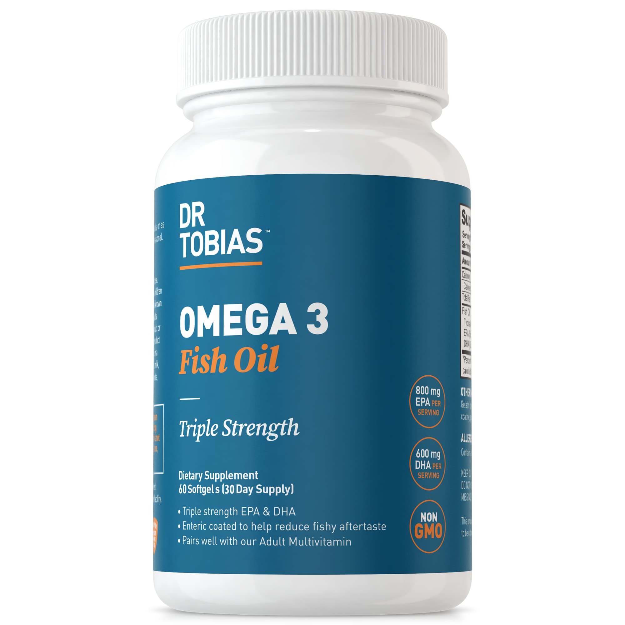 Dr. Tobias Omega 3 Fish Oil, 800 mg EPA 600 DHA Supplement for Heart, Brain & Immune Dr. Tobias Au supplements