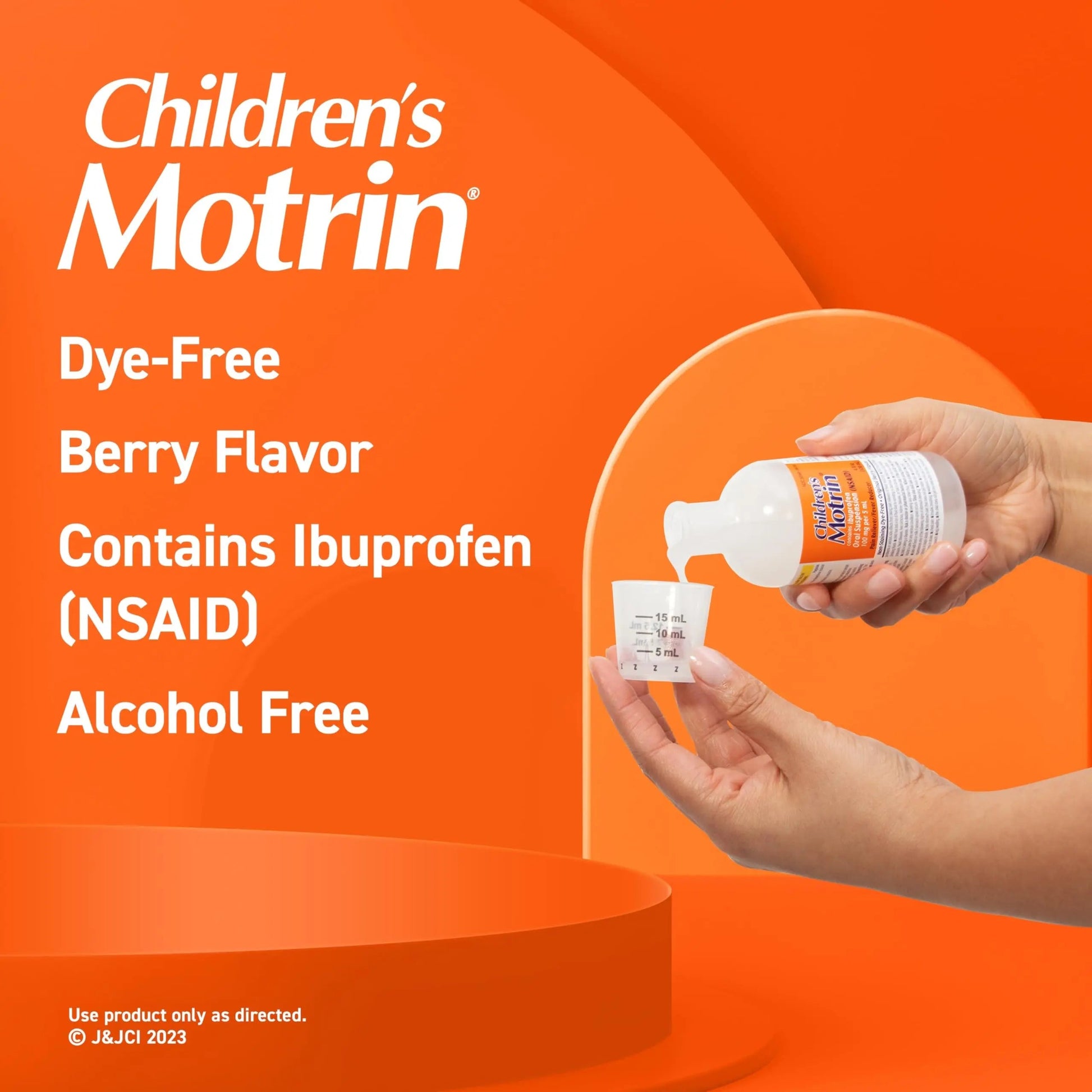 Children's Motrin Oral Suspension 100mg Ibuprofen Medicine, NSAID Fever Reducer & Pain Reliever for Minor Aches & Pains Due to Cold & Flu, Dye Free, Alcohol-Free, Berry Flavored, 8 fl. oz Motrin Au supplements