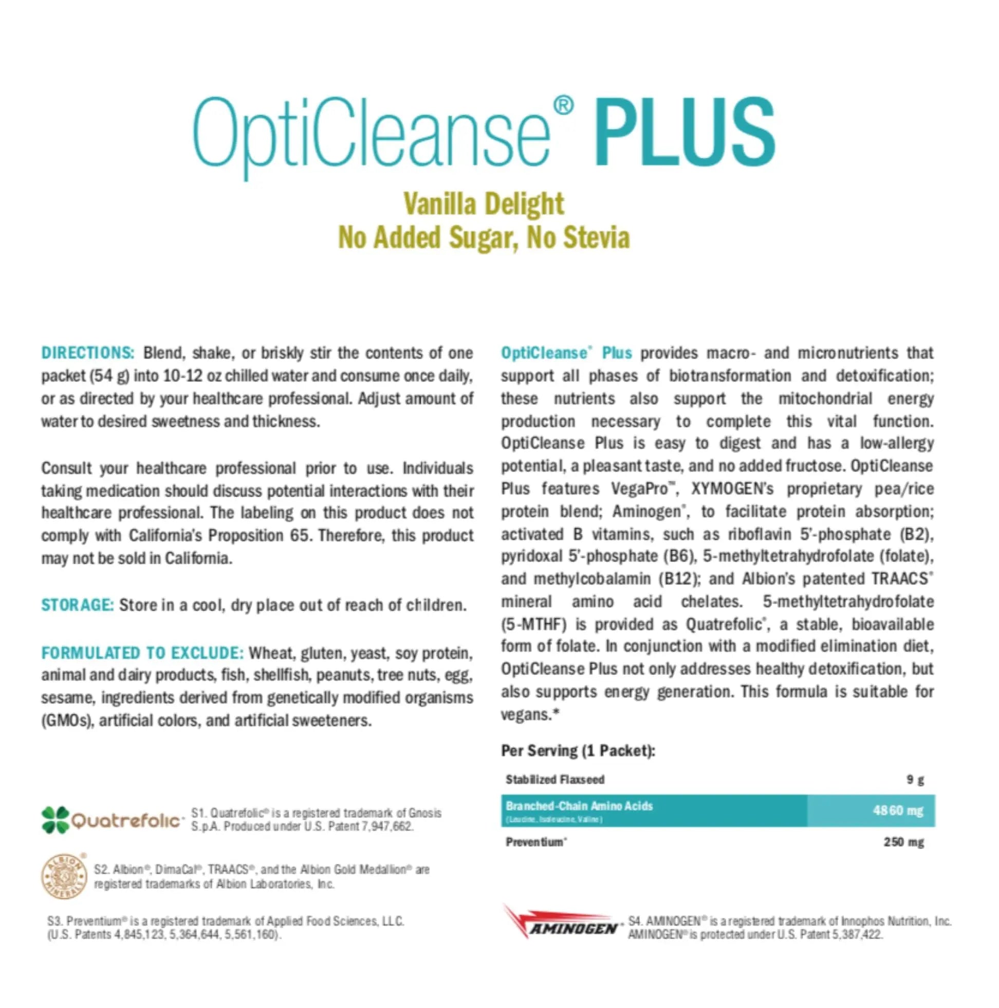 XYMOGEN OptiCleanse Plus - Gut Cleanse Powder - B Vitamins, Plant-Based Protein - Gluten-Free, Sugar-Free & Vegan - Vanilla Delight Flavor - 10 Servings XYMOGEN Au supplements