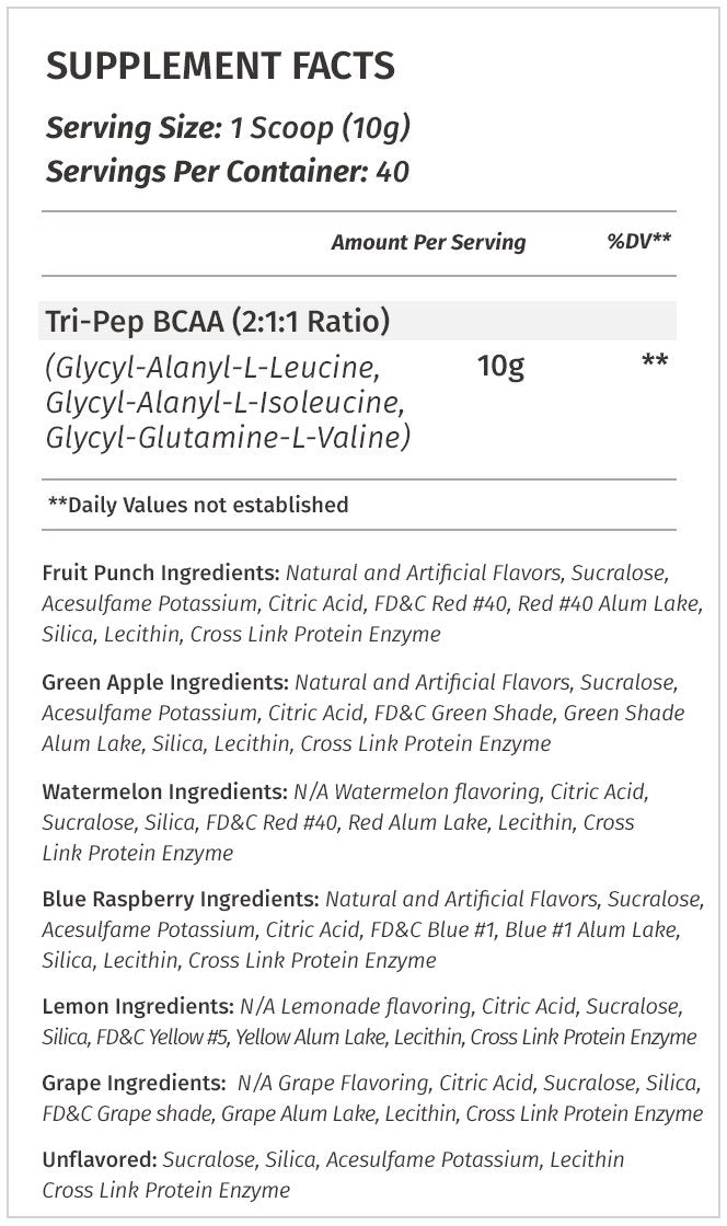Metabolic Nutrition | TRIPEP - Tri-Peptide Branch Chain Amino Acid, BCAA Powder Metabolic Nutrition Au supplements