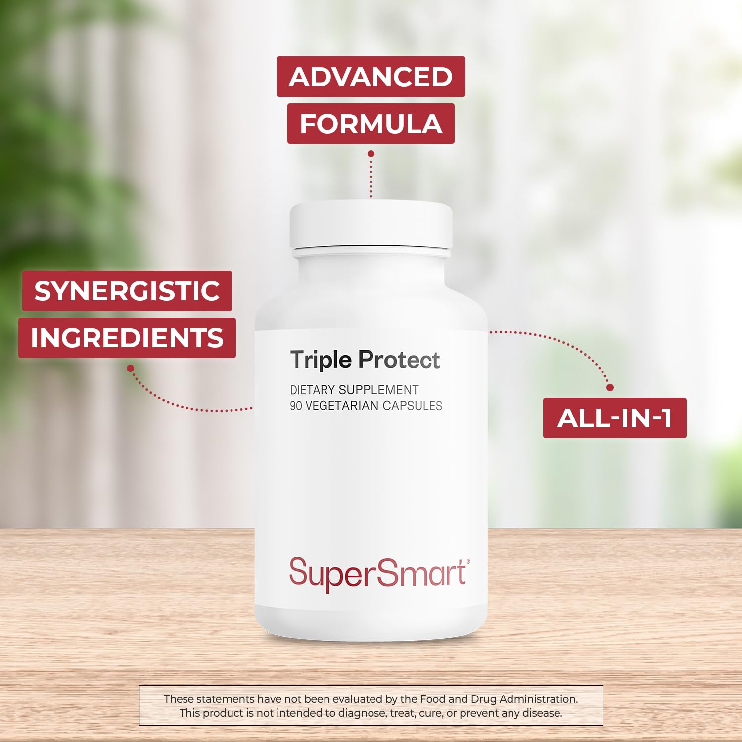 Supersmart - Triple Protect Supplement - Combines the Most Widely-Studied Natural Compounds - May Support Healthy Heart | Non-GMO & Gluten Free - 90 Vegetarian Capsules Supersmart Au supplements