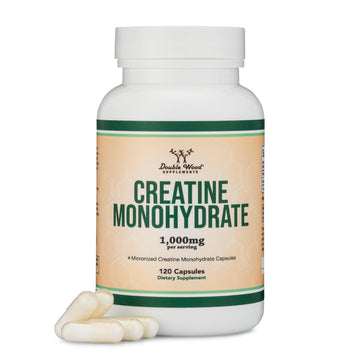 Creatine Monohydrate Capsules - 1g per Serving, 120 Count - No Fillers, Vegan Safe, Non-GMO, Gluten Free by Double Wood Double Wood Supplements Au supplements