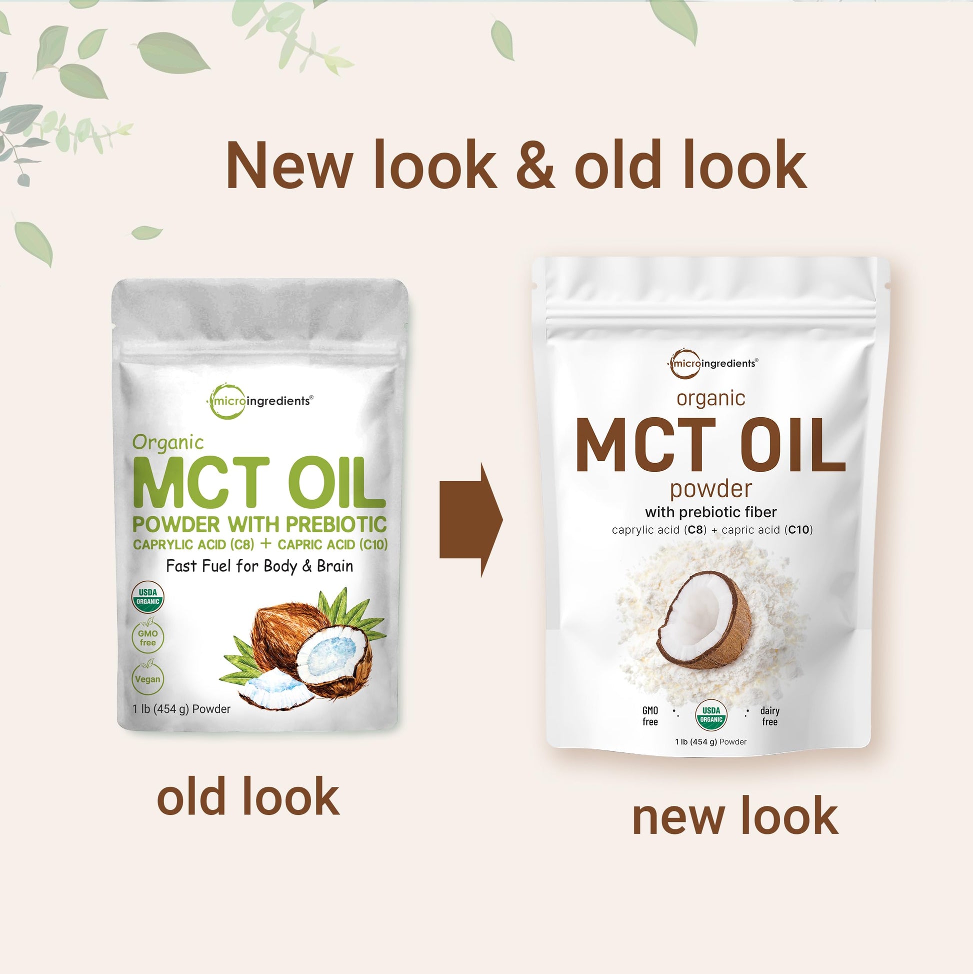 Organic MCT Oil Powder with Prebiotic Fiber,1 Pound(16 Ounce), Fast Fuel for Body and Brain Micro Ingredients Au supplements