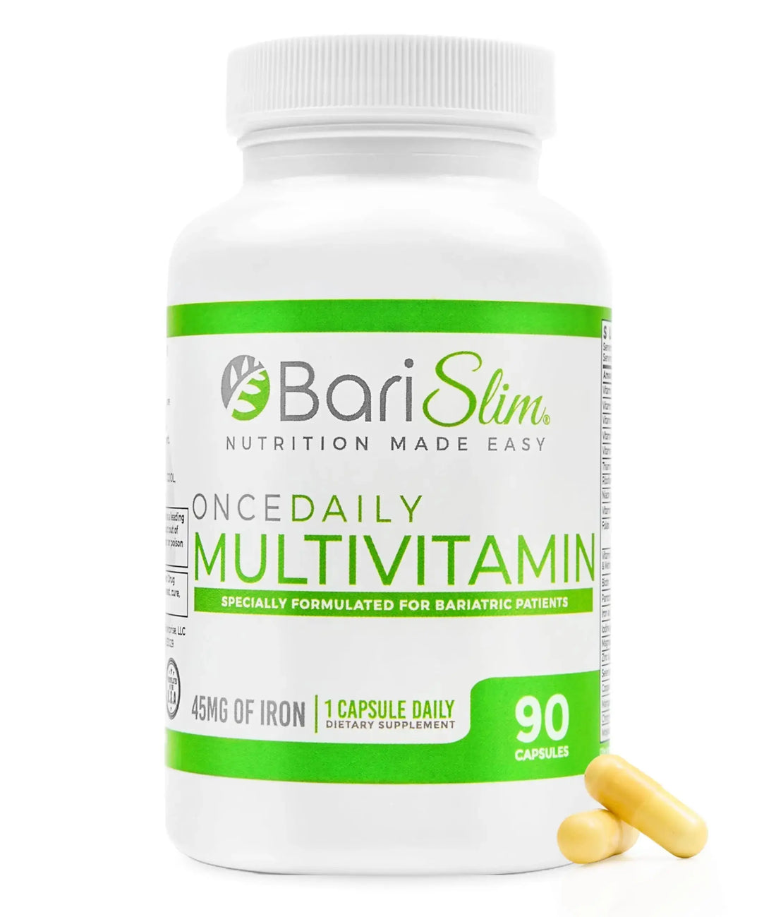BariSlim Once Daily Bariatric Multivitamin Capsule - 45mg of Iron - Bariatric Vitamin & Supplement for Post Bariatric Surgery Including Gastric Bypass & Gastric Sleeve | 90 Day Supply BariSlim AU supplements