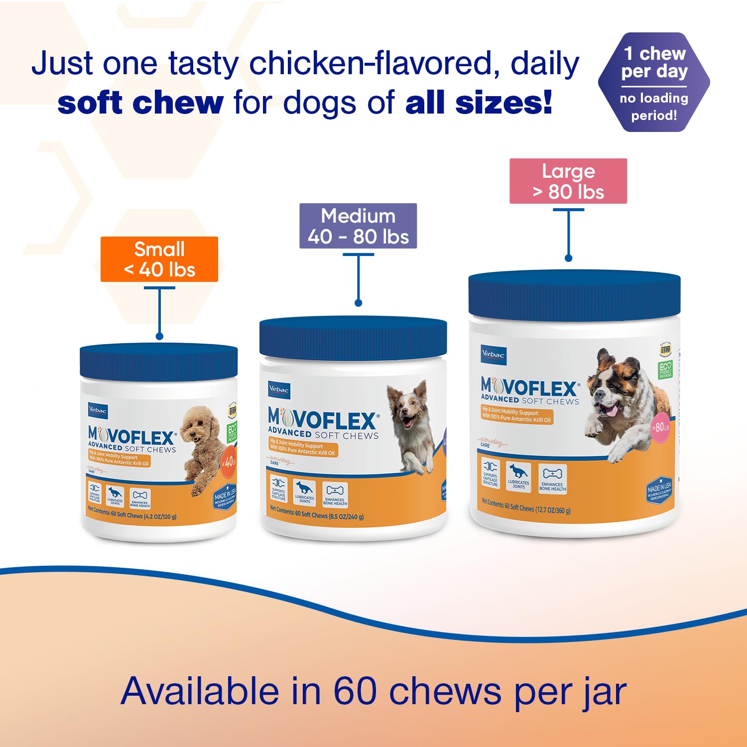 MOVOFLEX Advanced Soft Chews Hip Joint Support Supplement for Large Dogs 60 Count by Virbac MOVOFLEX Au supplements