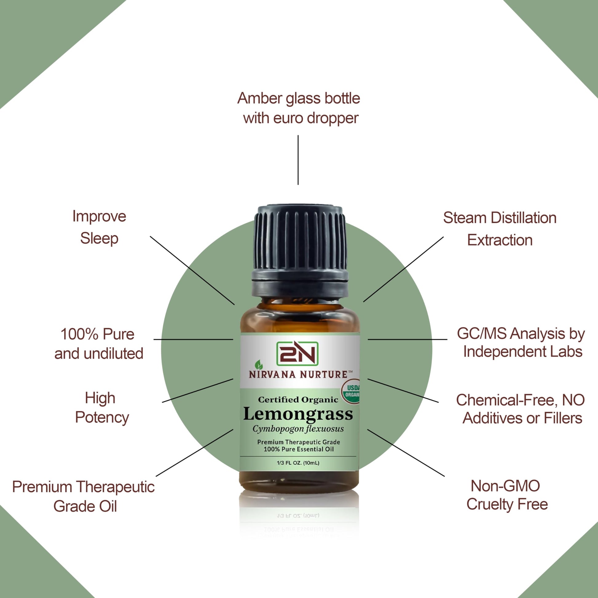 Nirvana Nurture Lemongrass Essential Oil USDA Certified Organic 100% Pure Premium Therapeutic Grade Nirvana Nurture Au supplements