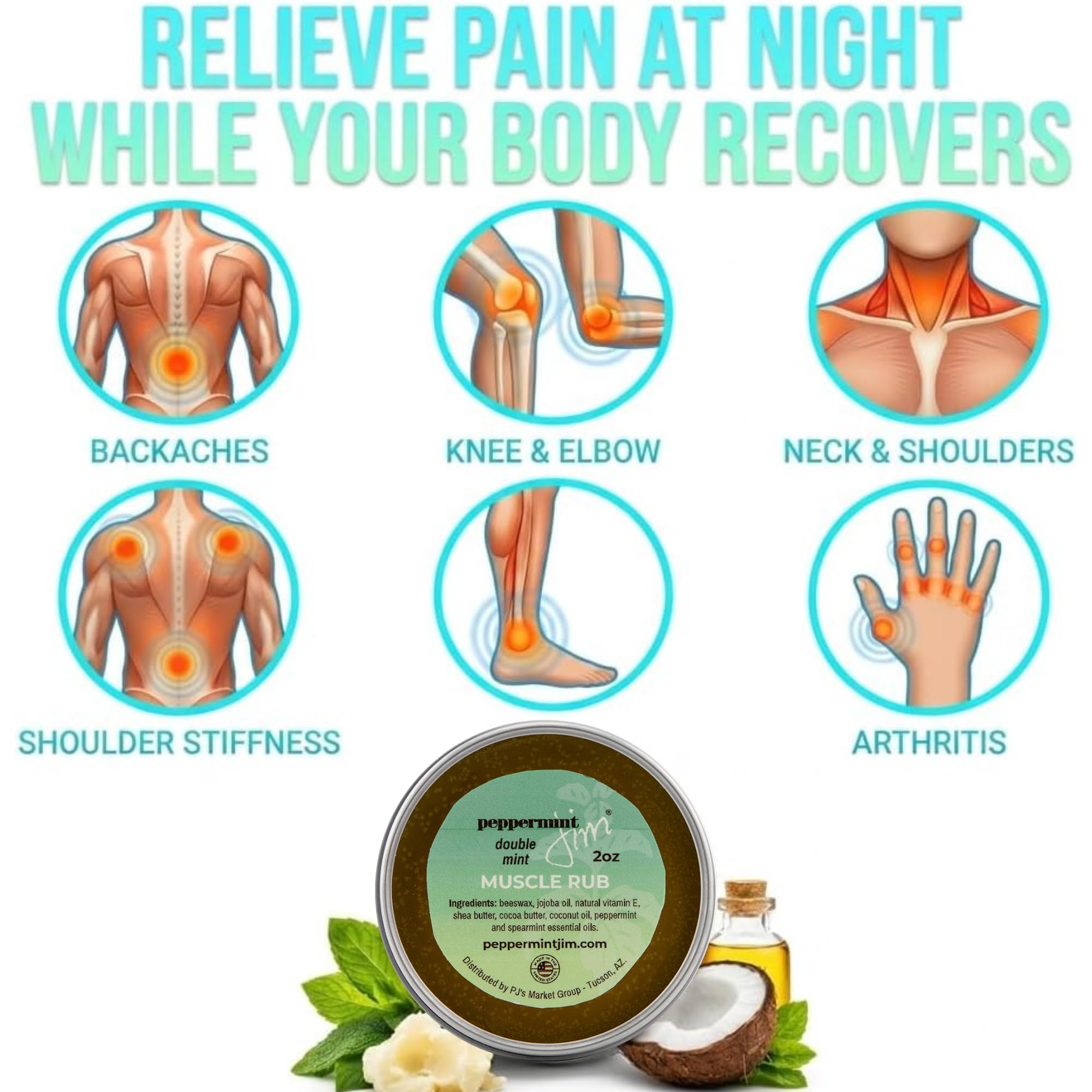 Peppermint Jim Double Mint Muscle Rub Balm 2oz, Fast Absorbing Cooling Relief Cream with Peppermint & Spearmint Oils, Non Greasy Soothing Balm for Sore Muscles, Back, Neck & Joints - Plant Based Peppermint Jim Au supplements