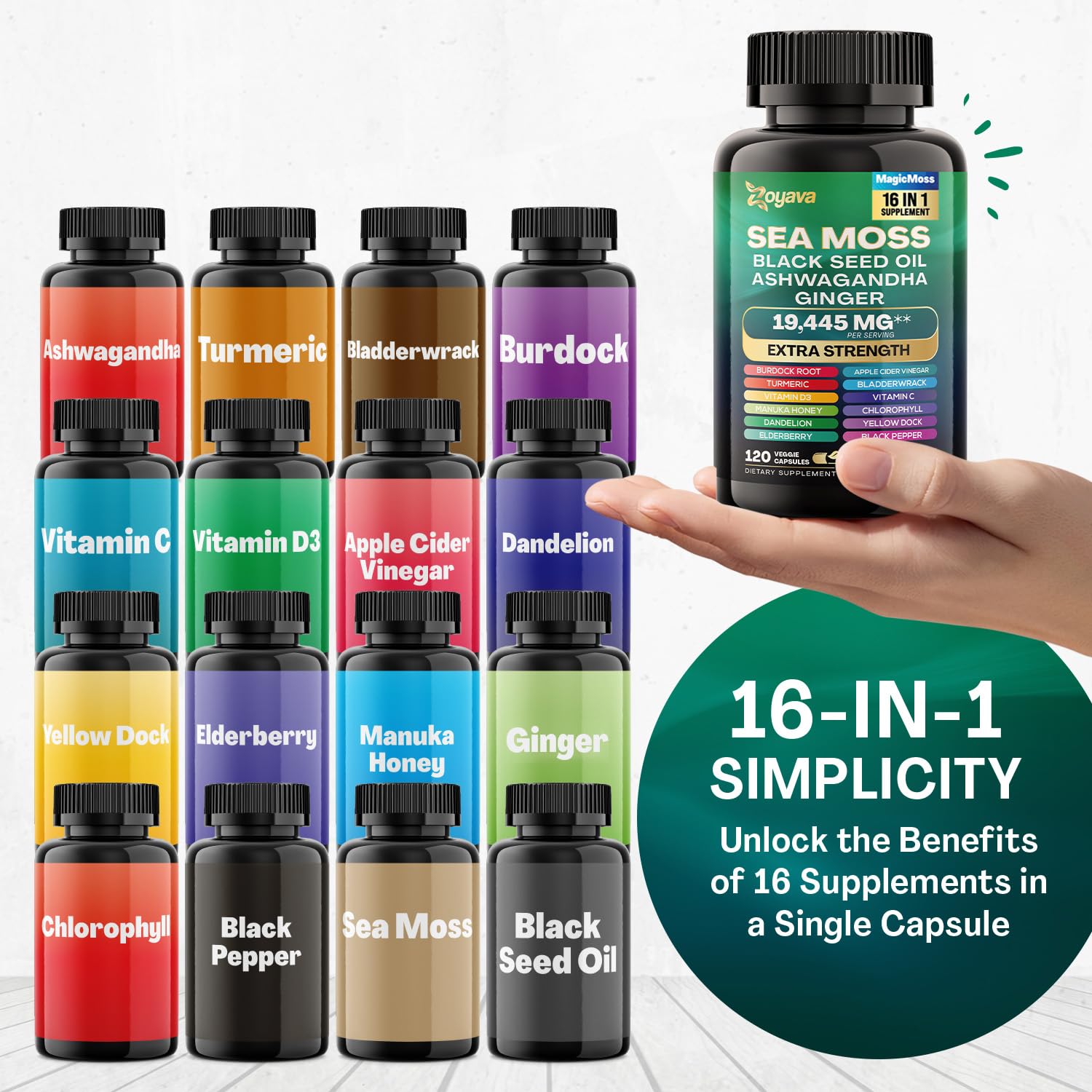 Zoyava Sea Moss 7000mg Black Seed Oil 4000mg Ashwagandha 2000mg Turmeric Zoyava Au supplements